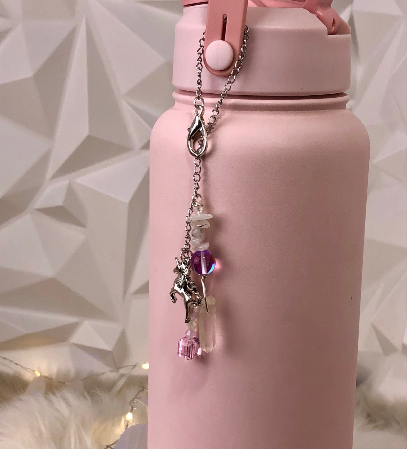 🪅 Gemstone Bottle Charm - QUARTZ POINT AND RAINBOW MOONSTONE (Unicorn)