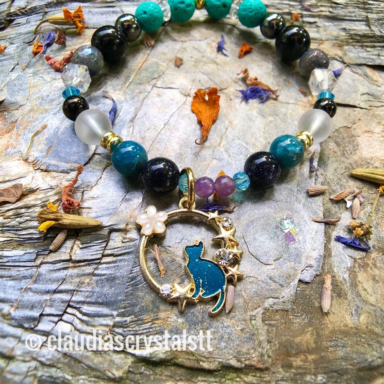 Empath Protection Crystal Therapy Bracelet – Stretch Style – 7.5”