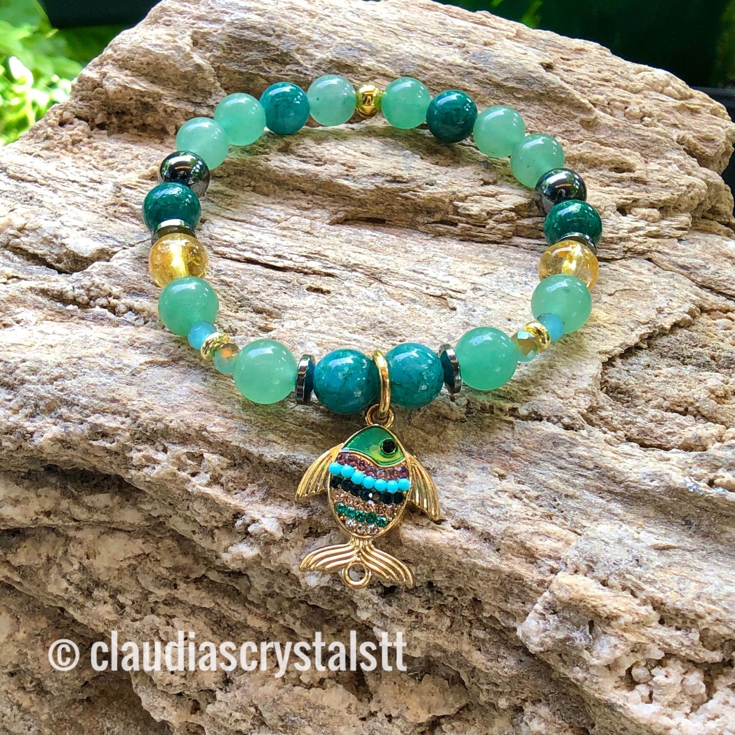 Abundance &amp; Prosperity Crystal Therapy Bracelet – Stretch Style – 7.5”