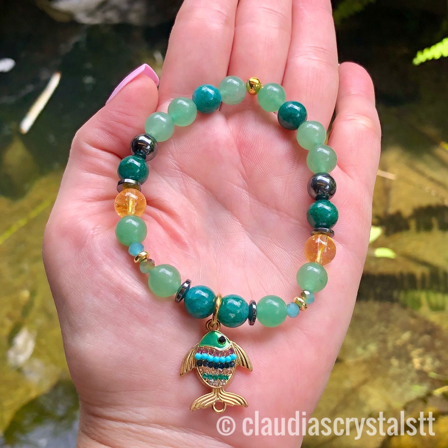 Abundance &amp; Prosperity Crystal Therapy Bracelet – Stretch Style – 7.5”