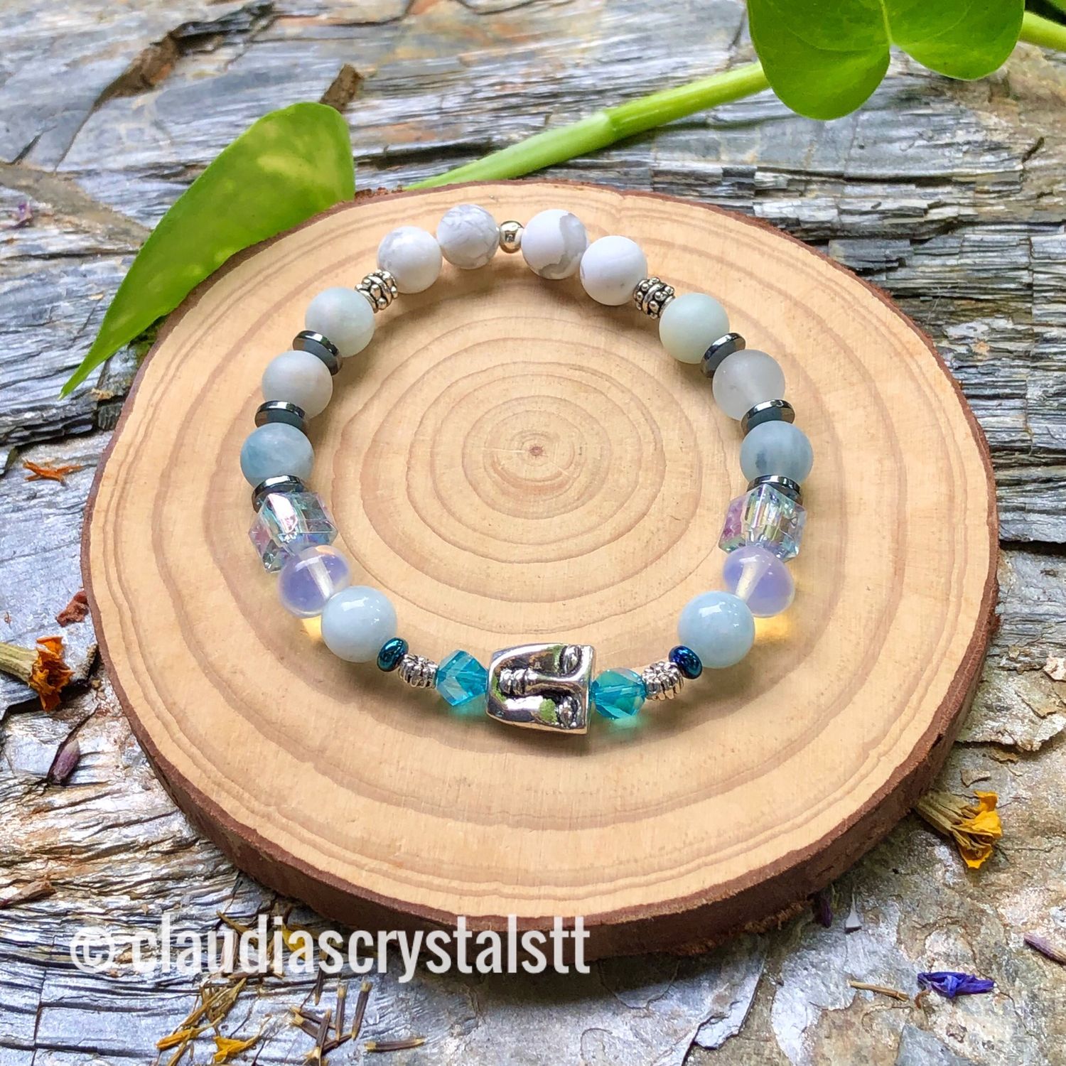 Calm Mind &amp; Inner Peace Crystal Therapy Bracelet – Stretch Style – 7.