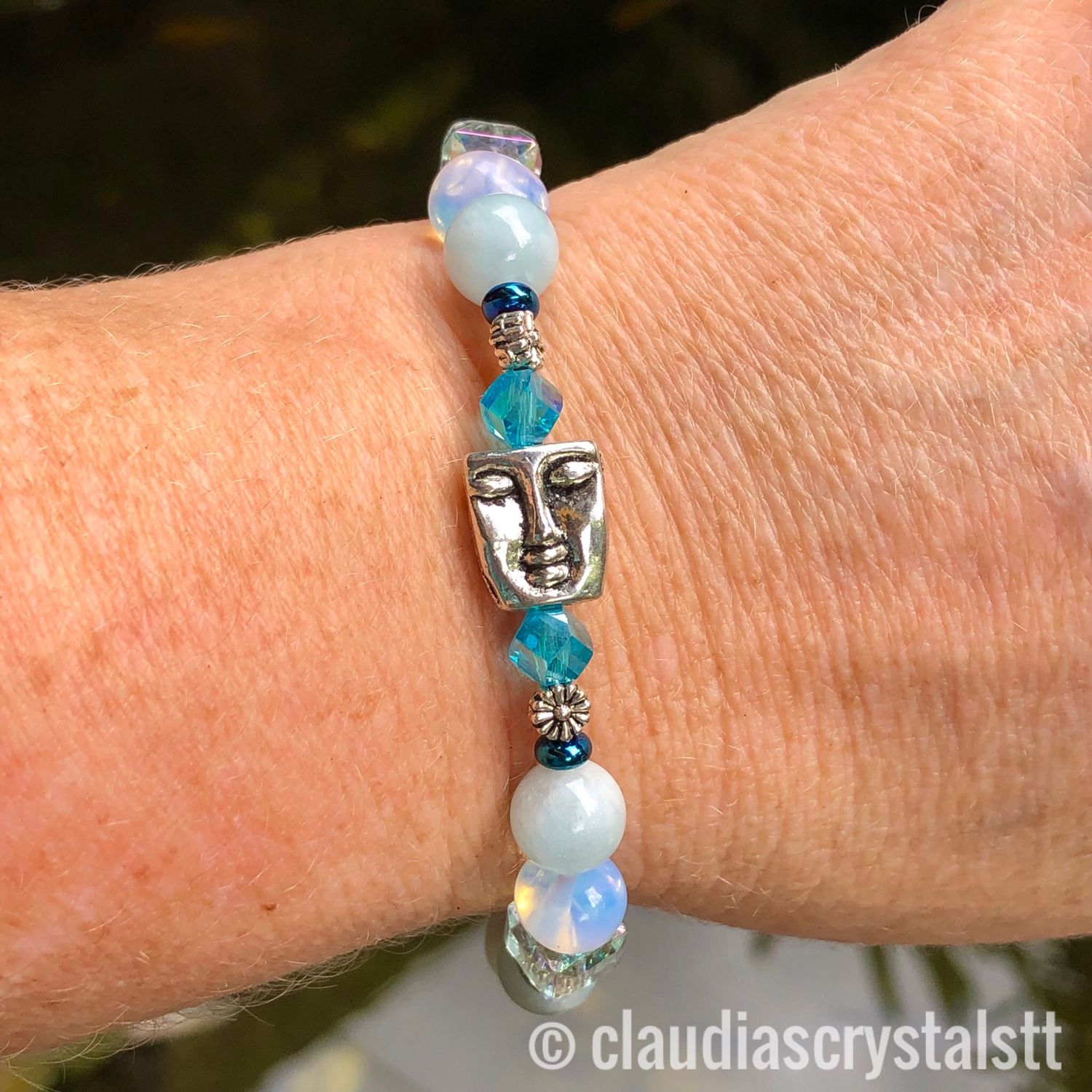 Calm Mind &amp; Inner Peace Crystal Therapy Bracelet – Stretch Style – 7.
