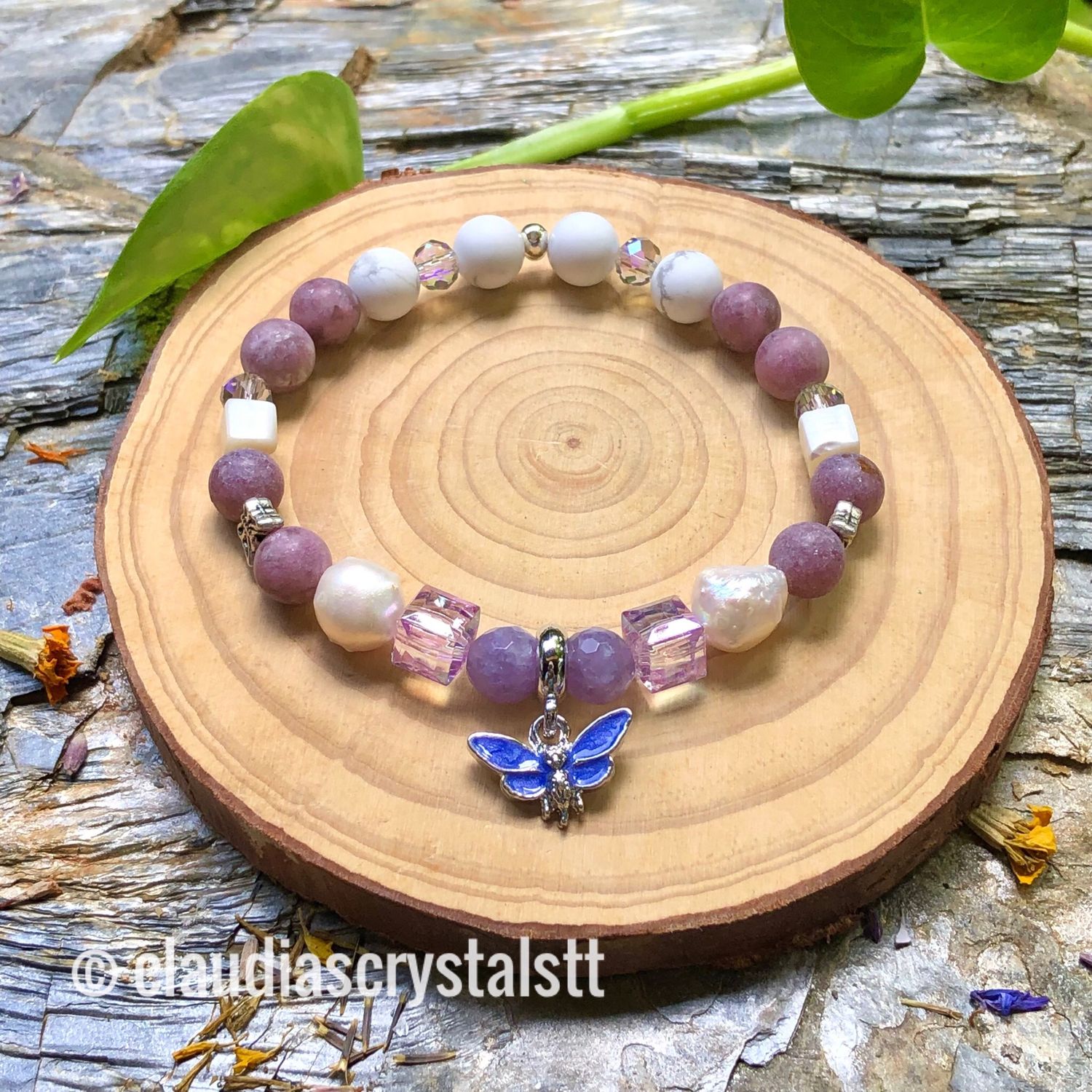Emotional Balance &amp; Stress Relief Crystal Therapy Bracelet – Stretch Style – 7.5”