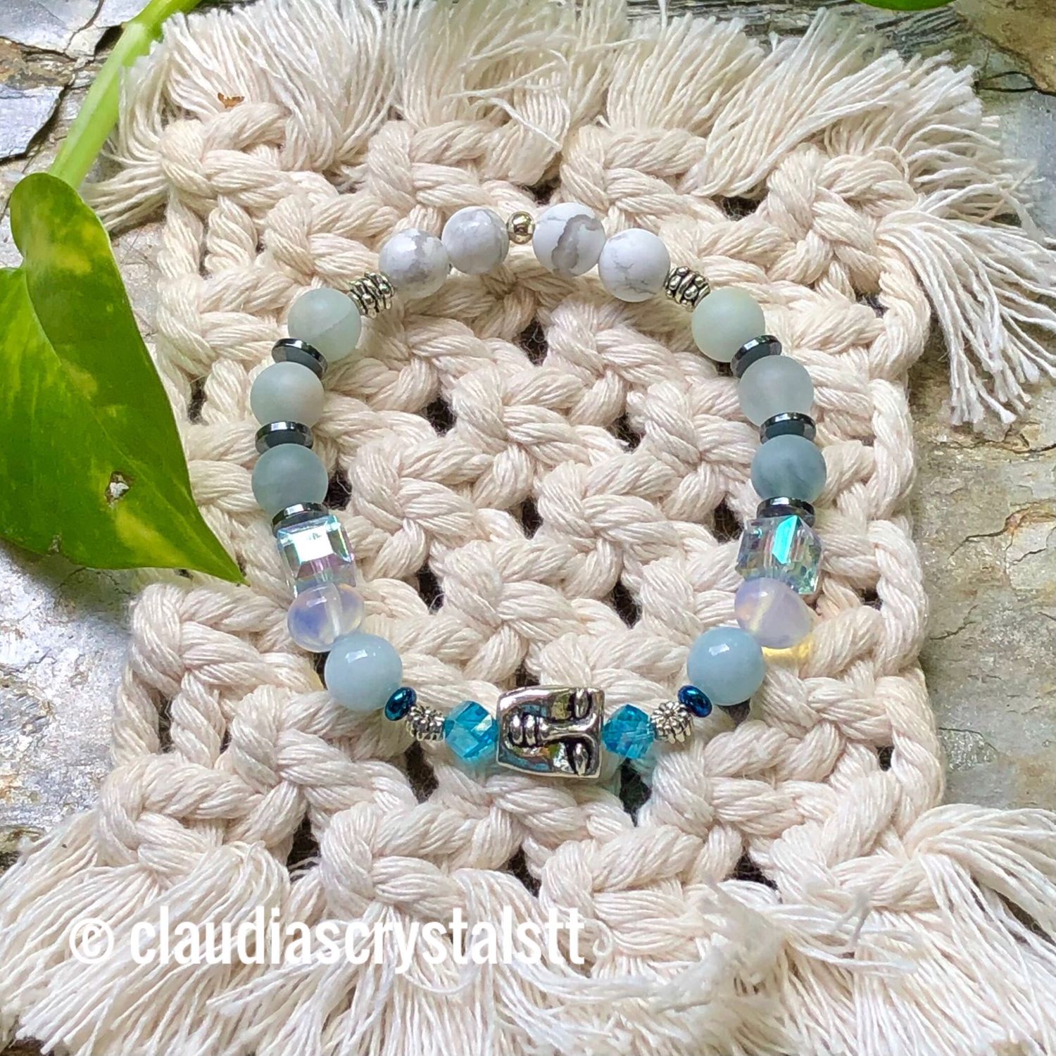 Calm Mind &amp; Inner Peace Crystal Therapy Bracelet – Stretch Style – 7.