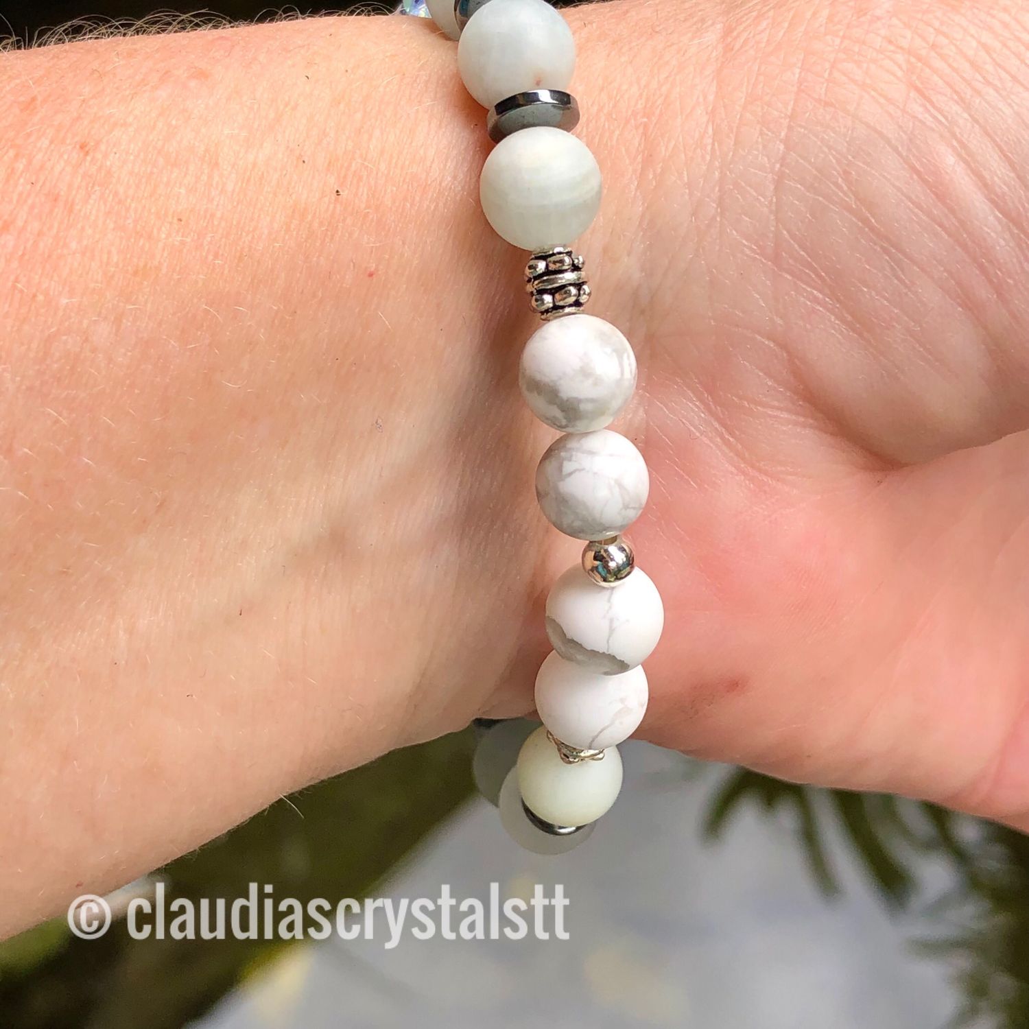 Calm Mind &amp; Inner Peace Crystal Therapy Bracelet – Stretch Style – 7.