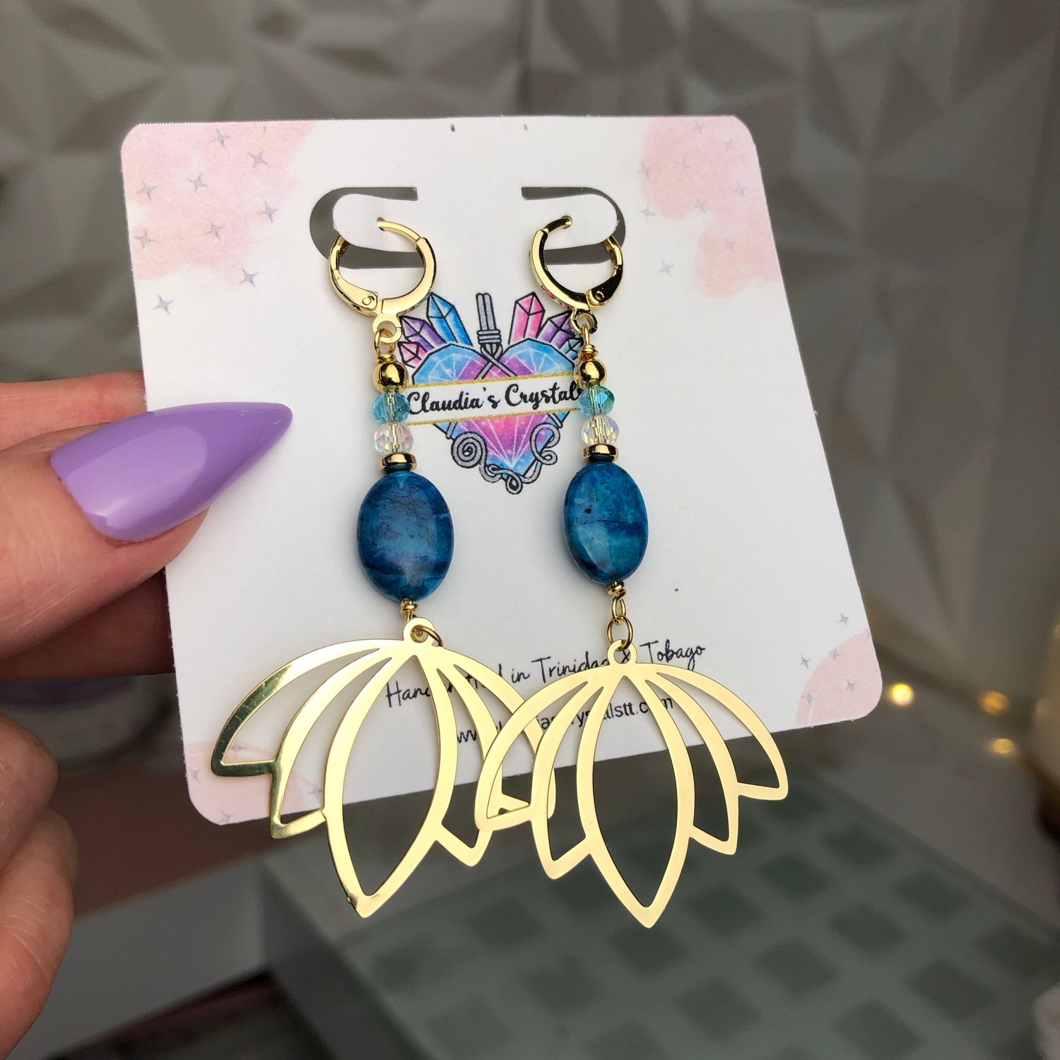 BLUE CRAZY LACE AGATE - Crystal Therapy Earrings