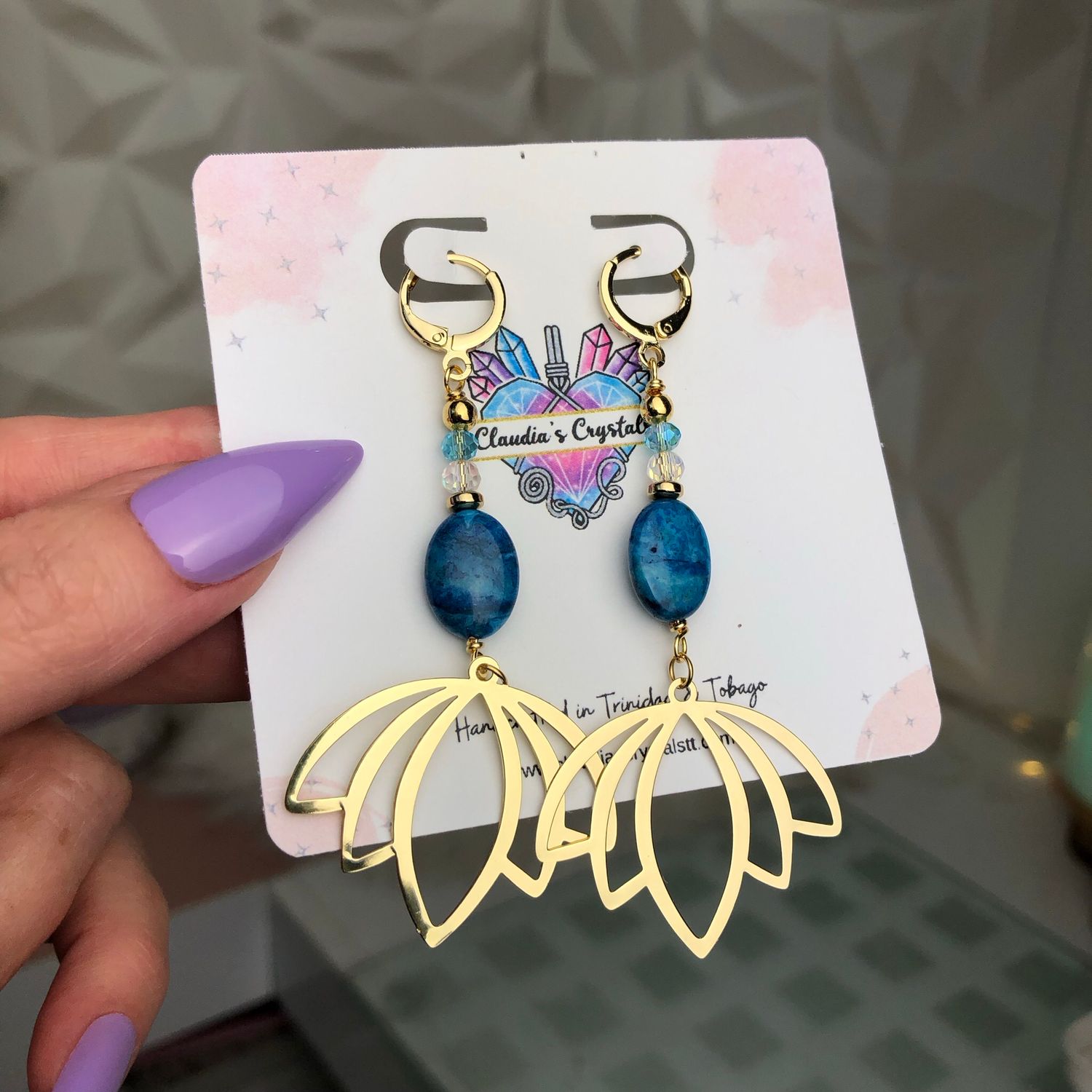 BLUE CRAZY LACE AGATE - Crystal Therapy Earrings