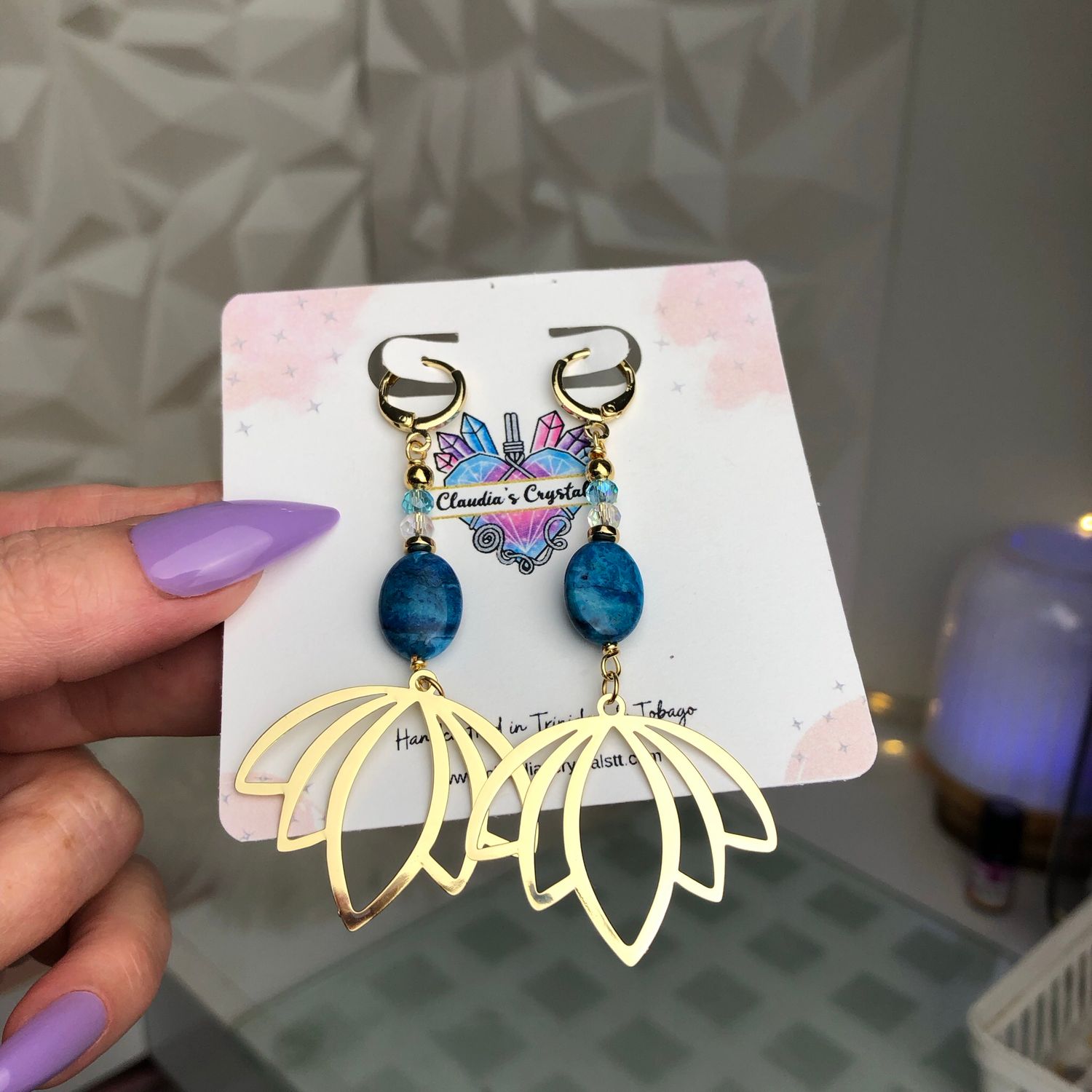 BLUE CRAZY LACE AGATE - Crystal Therapy Earrings