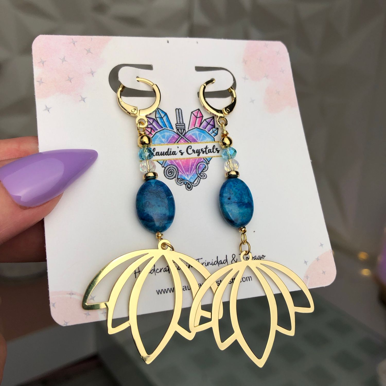 BLUE CRAZY LACE AGATE - Crystal Therapy Earrings