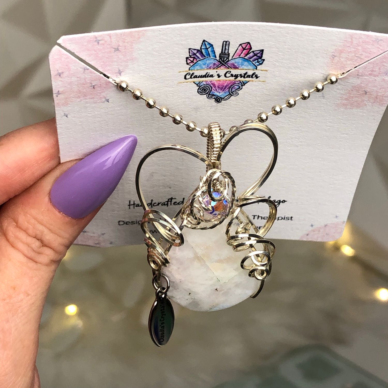 RAINBOW MOONSTONE (faceted) - Sterling Silver - Gemstone Crystal Therapy Pendant
