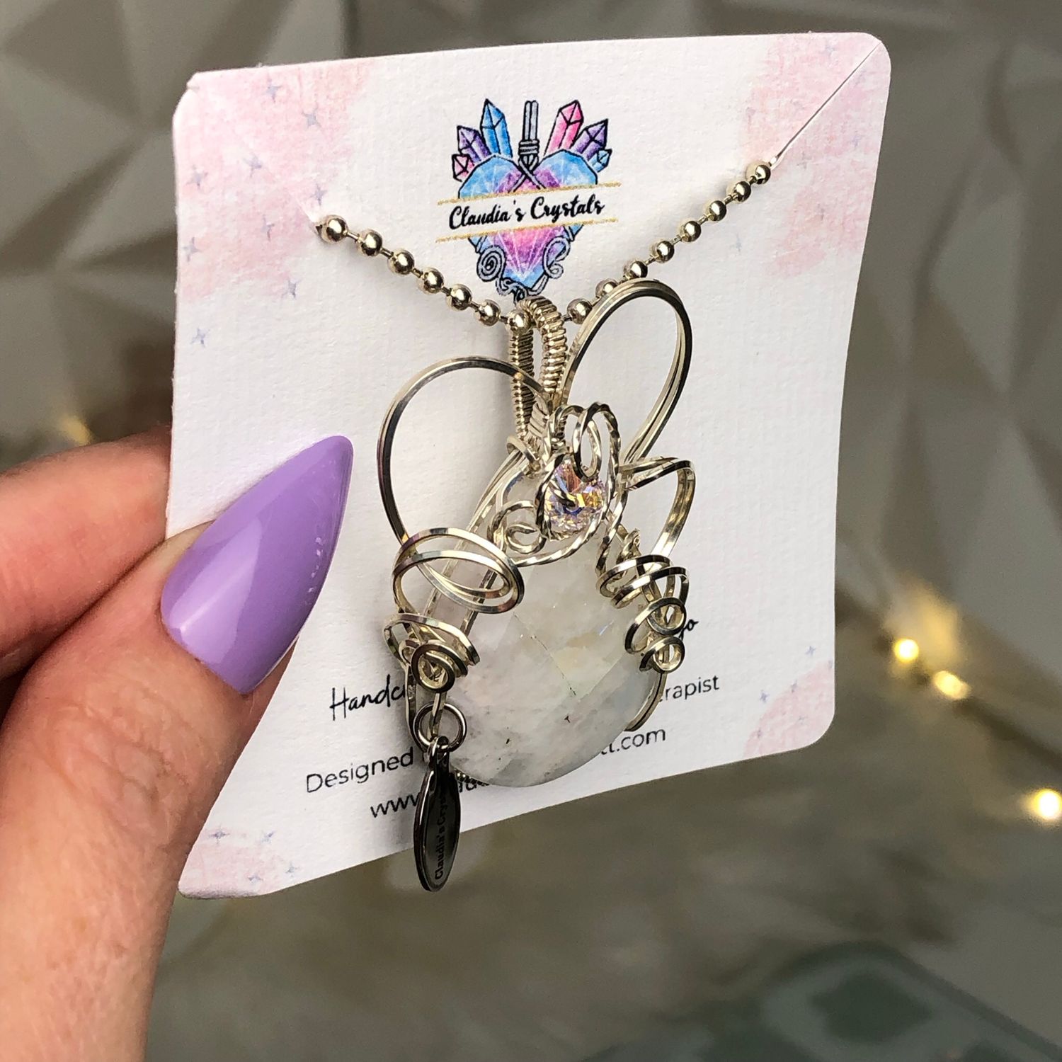 RAINBOW MOONSTONE (faceted) - Sterling Silver - Gemstone Crystal Therapy Pendant
