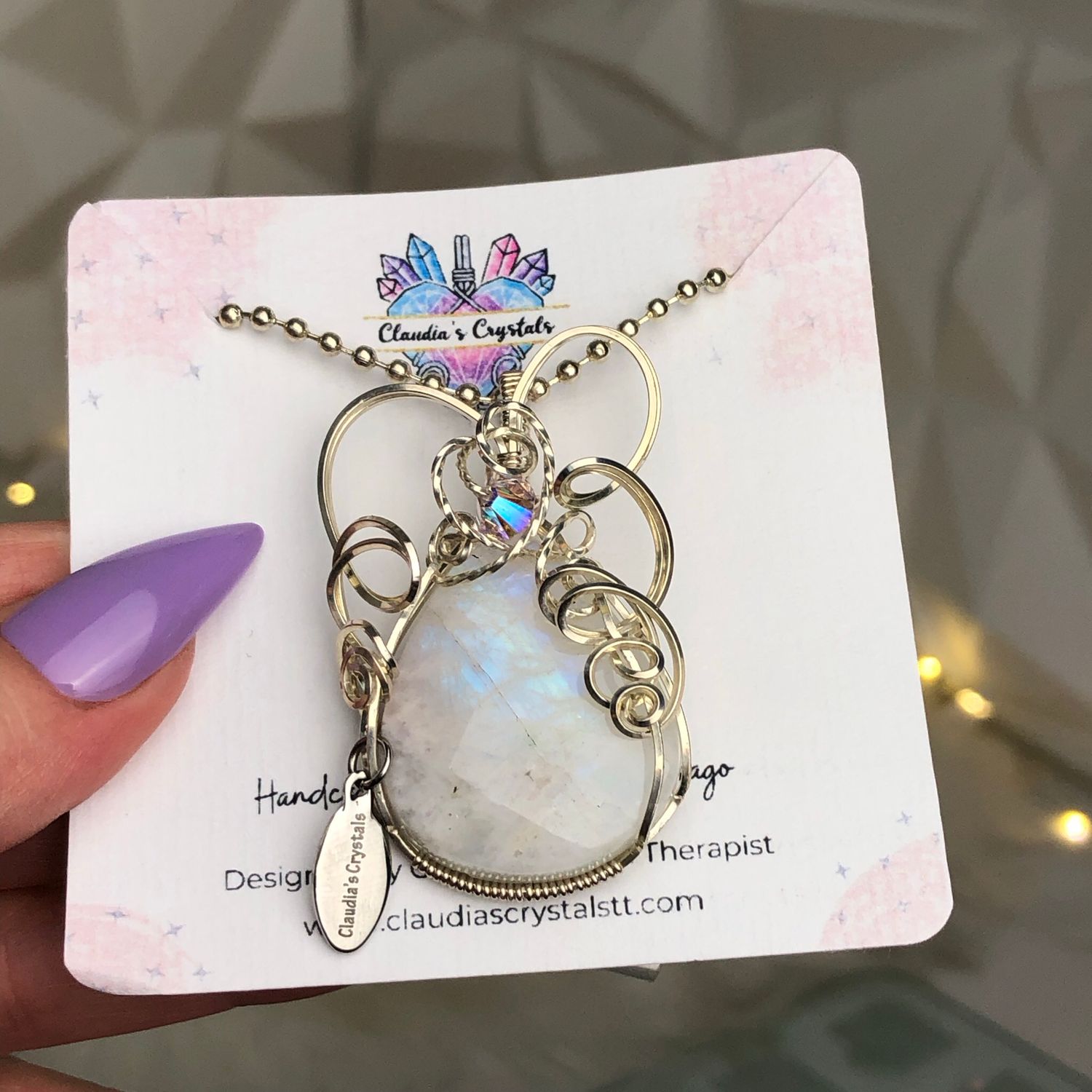 RAINBOW MOONSTONE (faceted) - Sterling Silver - Gemstone Crystal Therapy Pendant