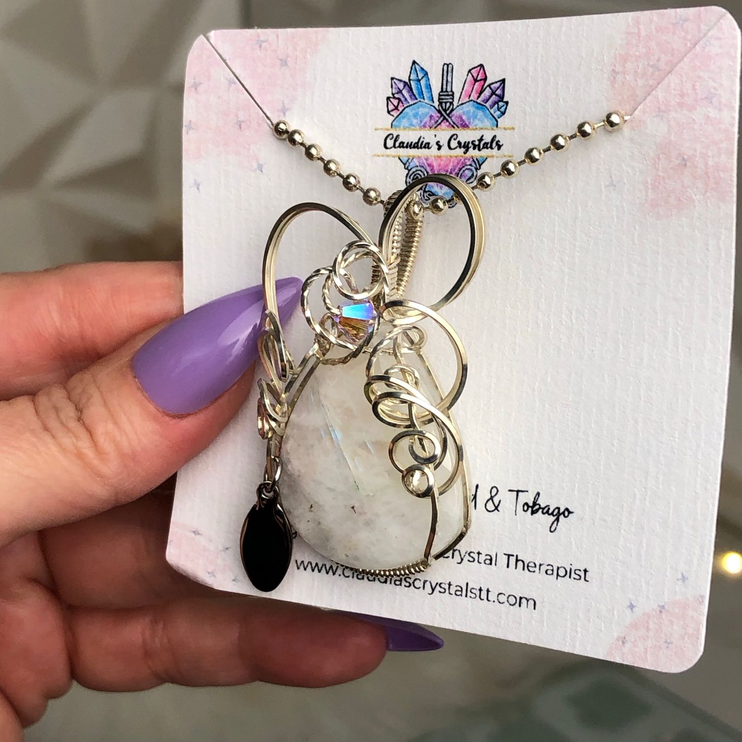 RAINBOW MOONSTONE (faceted) - Sterling Silver - Gemstone Crystal Therapy Pendant
