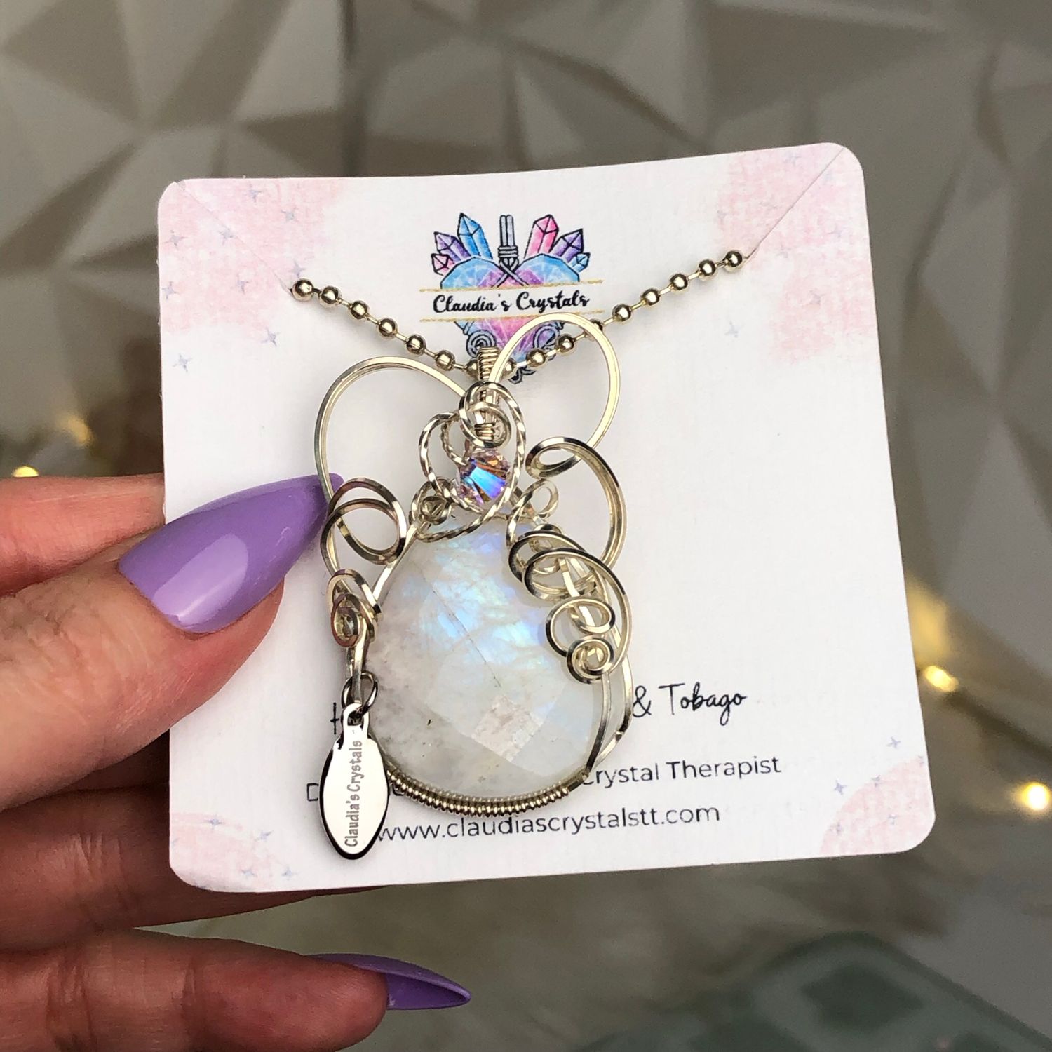 RAINBOW MOONSTONE (faceted) - Sterling Silver - Gemstone Crystal Therapy Pendant