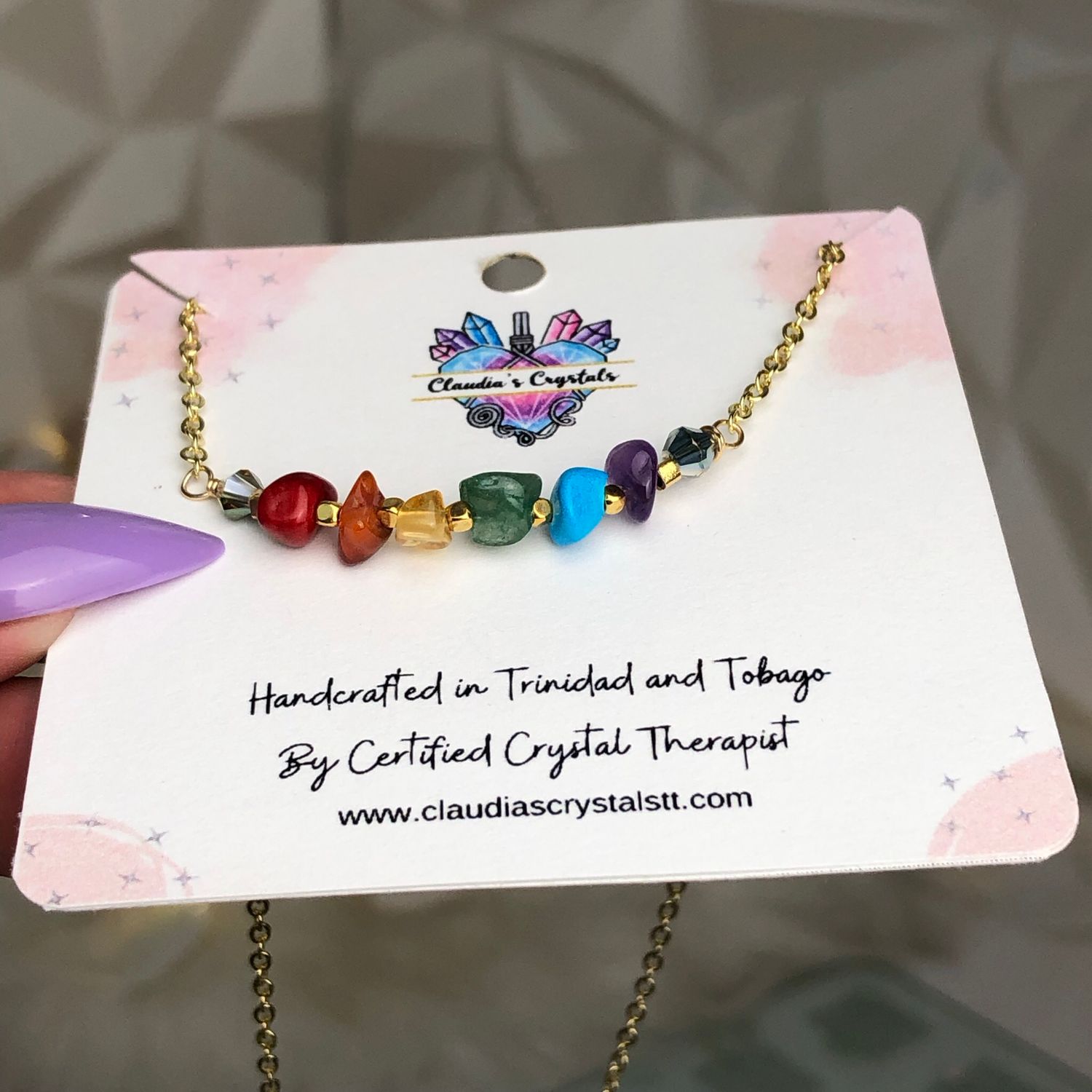 CHAKRA BALANCING - Gold Plated - Crystal Therapy Choker Necklace