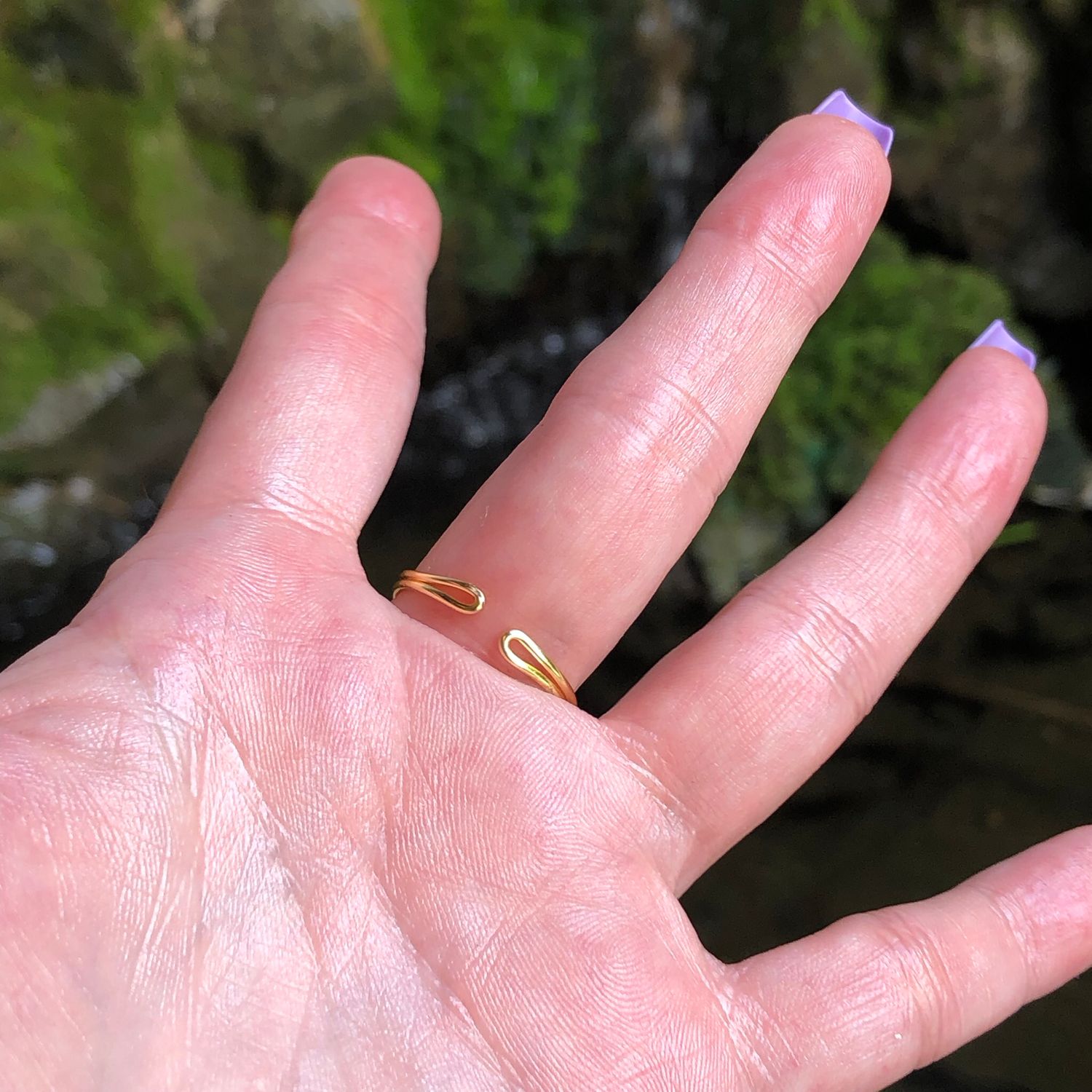 PINK CRESCENT MOON - Adjustable Ring - Gold Plated