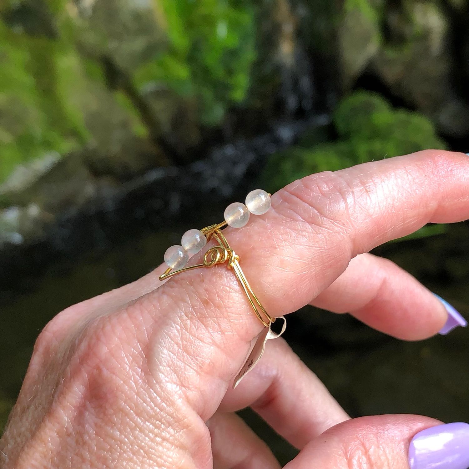 Rose Quartz Fidget Ring – Adjustable Gold Plated