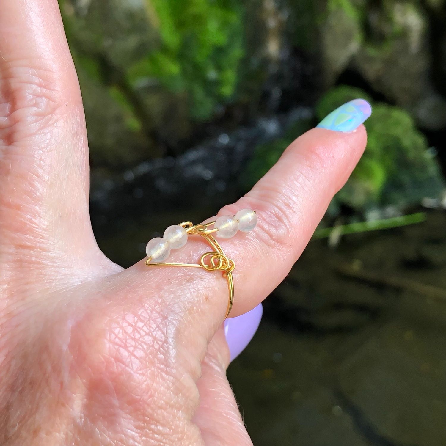 Rose Quartz Fidget Ring – Adjustable Gold Plated