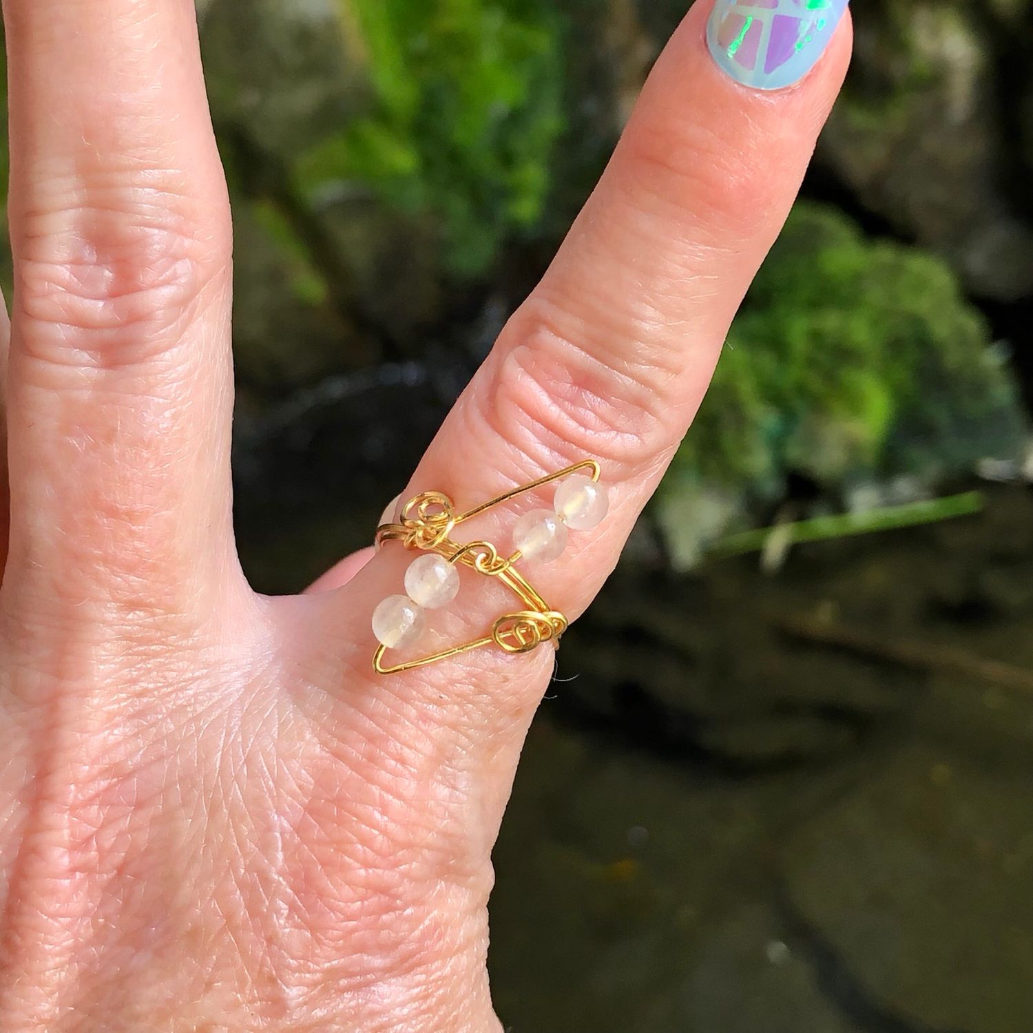 Rose Quartz Fidget Ring – Adjustable Gold Plated