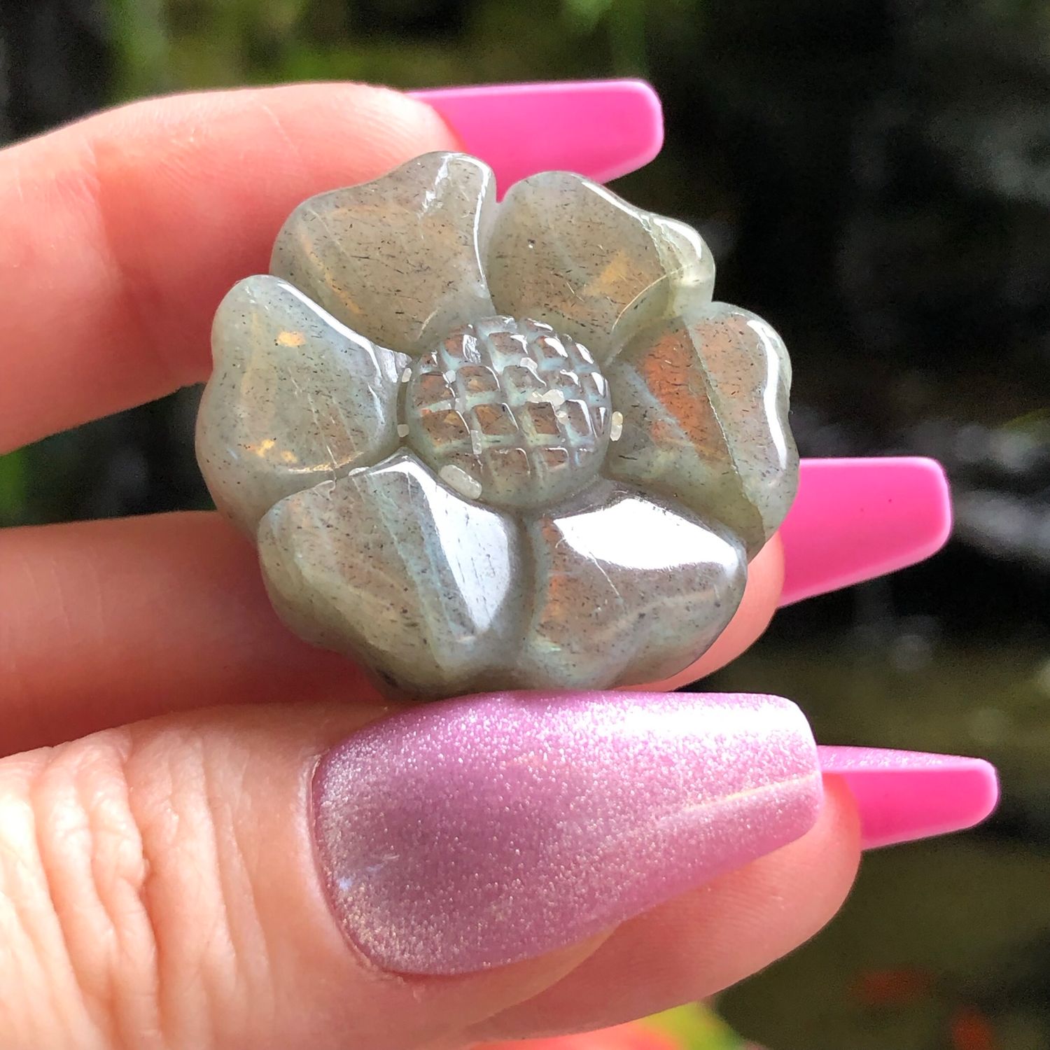 LABRADORITE - Hand carved Flower