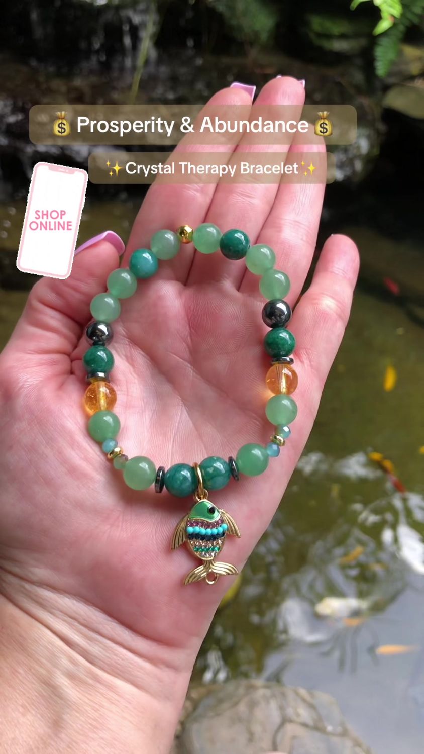 Abundance &amp; Prosperity - Crystal Therapy Bracelet – Stretch Style – 7.5”