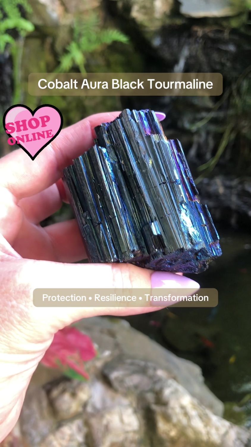COBALT AURA BLACK TOURMALINE LOG