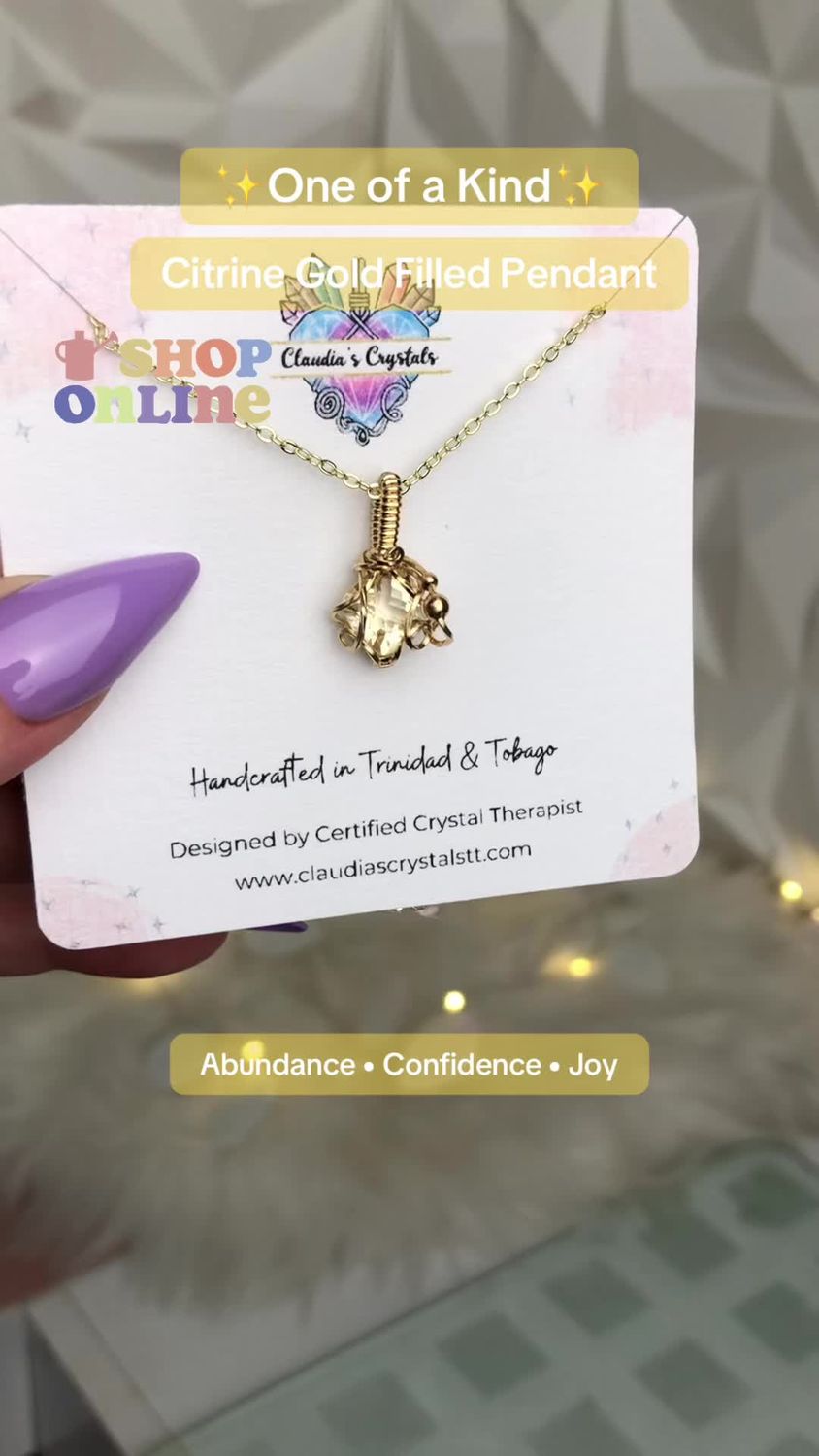 CITRINE - Gem Quality - 14k Gold Filled - Gemstone Crystal Therapy Pendant