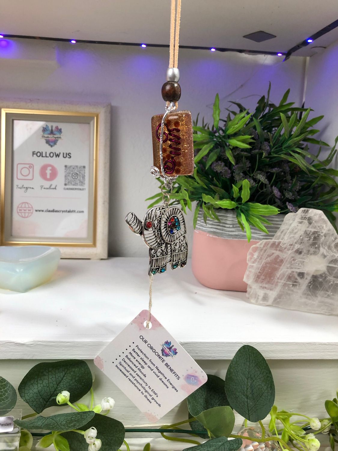Orgonite Hanging Charm with Elephant Orgonite Hanging Charm with Elephant