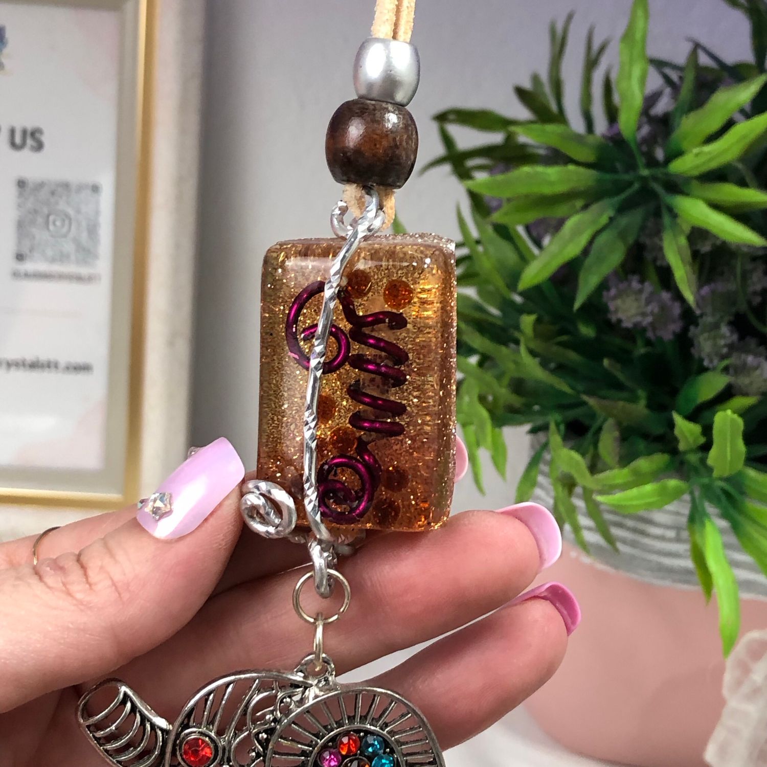 Orgonite Hanging Charm with Elephant Orgonite Hanging Charm with Elephant