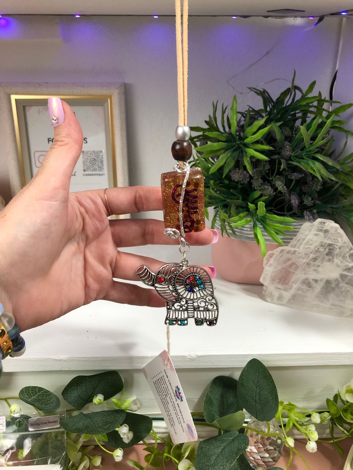 Orgonite Hanging Charm with Elephant Orgonite Hanging Charm with Elephant