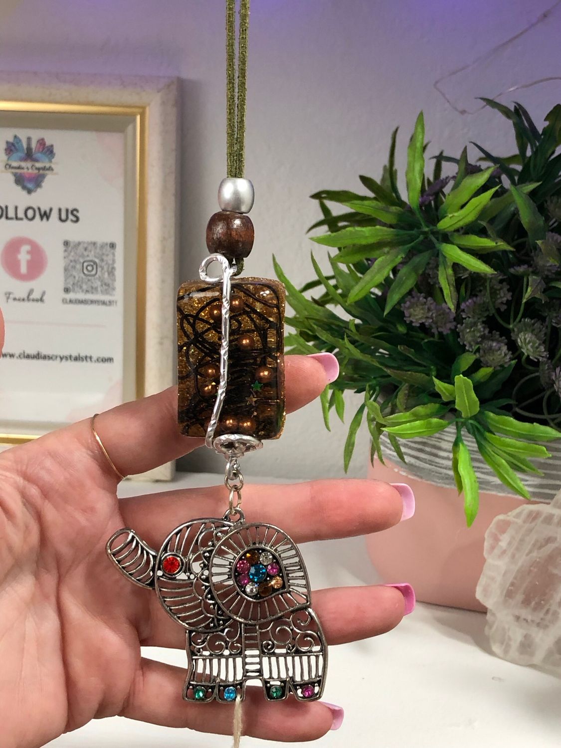 Orgonite Hanging Charm with Elephant Orgonite Hanging Charm with Elephant