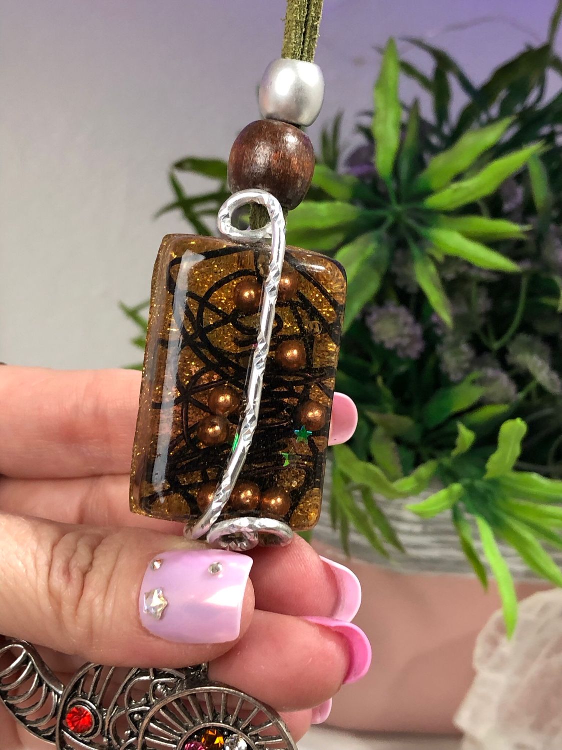 Orgonite Hanging Charm with Elephant Orgonite Hanging Charm with Elephant