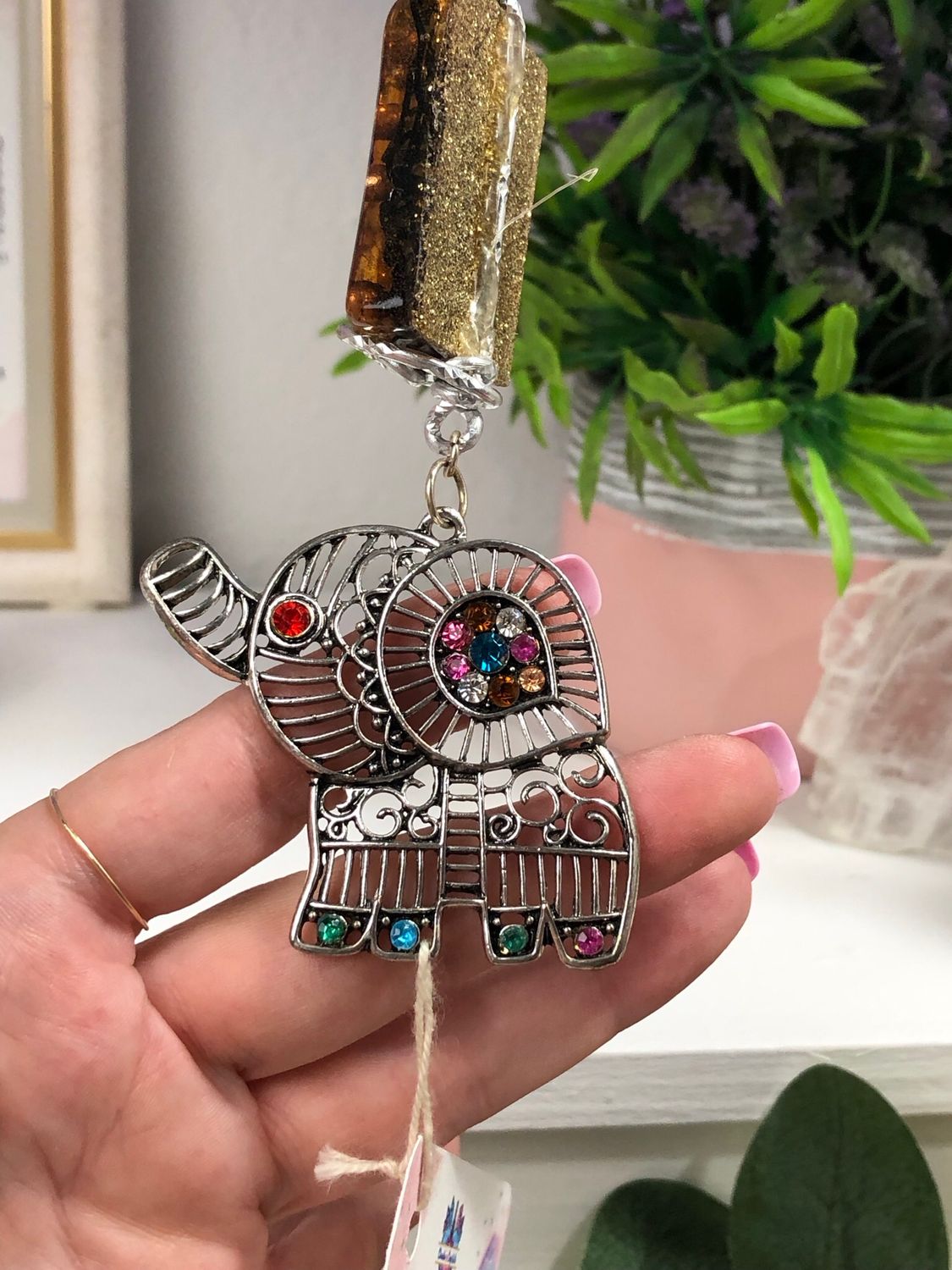 Orgonite Hanging Charm with Elephant Orgonite Hanging Charm with Elephant