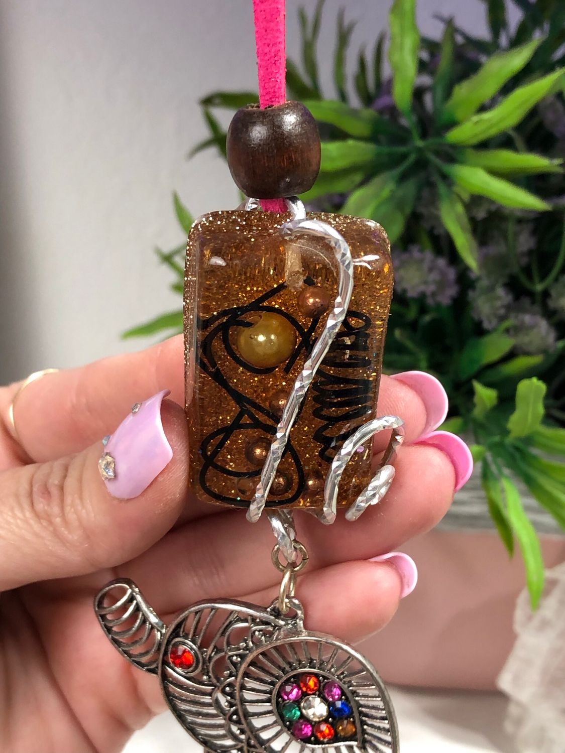 Orgonite Hanging Charm with Elephant Orgonite Hanging Charm with Elephant