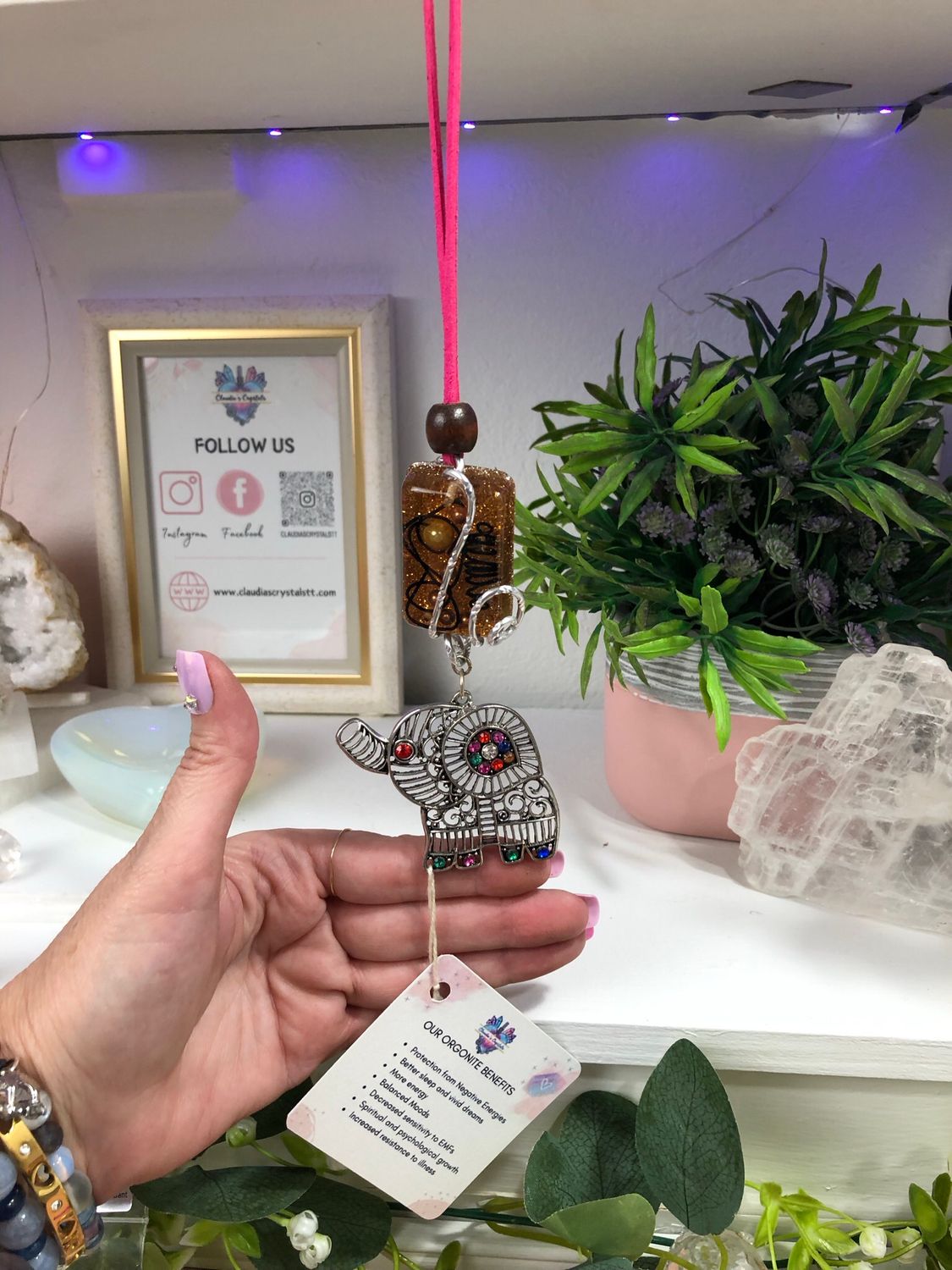 Orgonite Hanging Charm with Elephant Orgonite Hanging Charm with Elephant