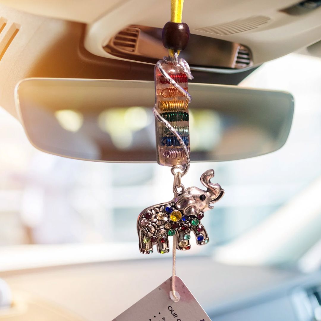 Chakra Orgonite Hanging Charm with Elephant