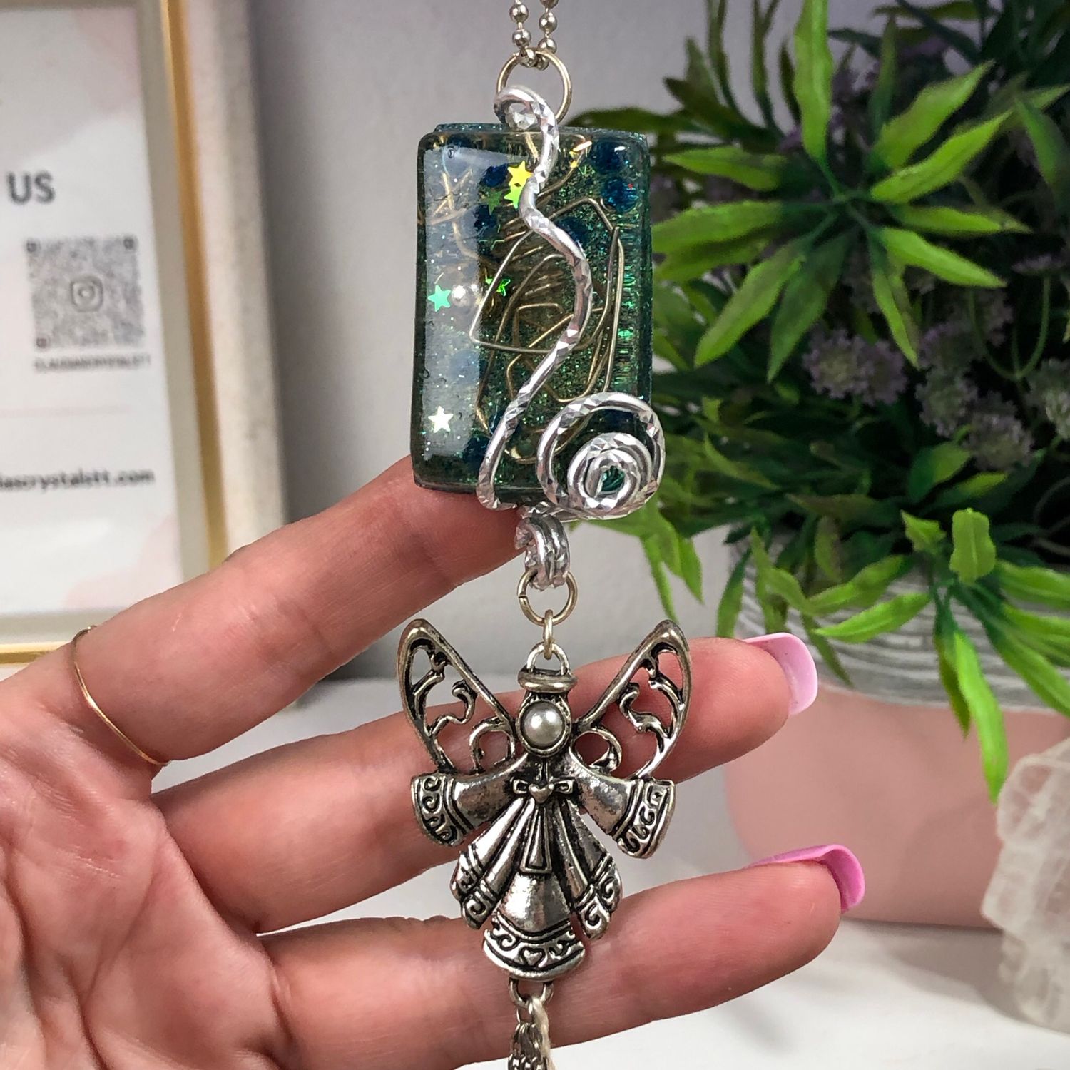 Orgonite Hanging Angel with Faith Charms Orgonite Hanging Angel with Faith Charms