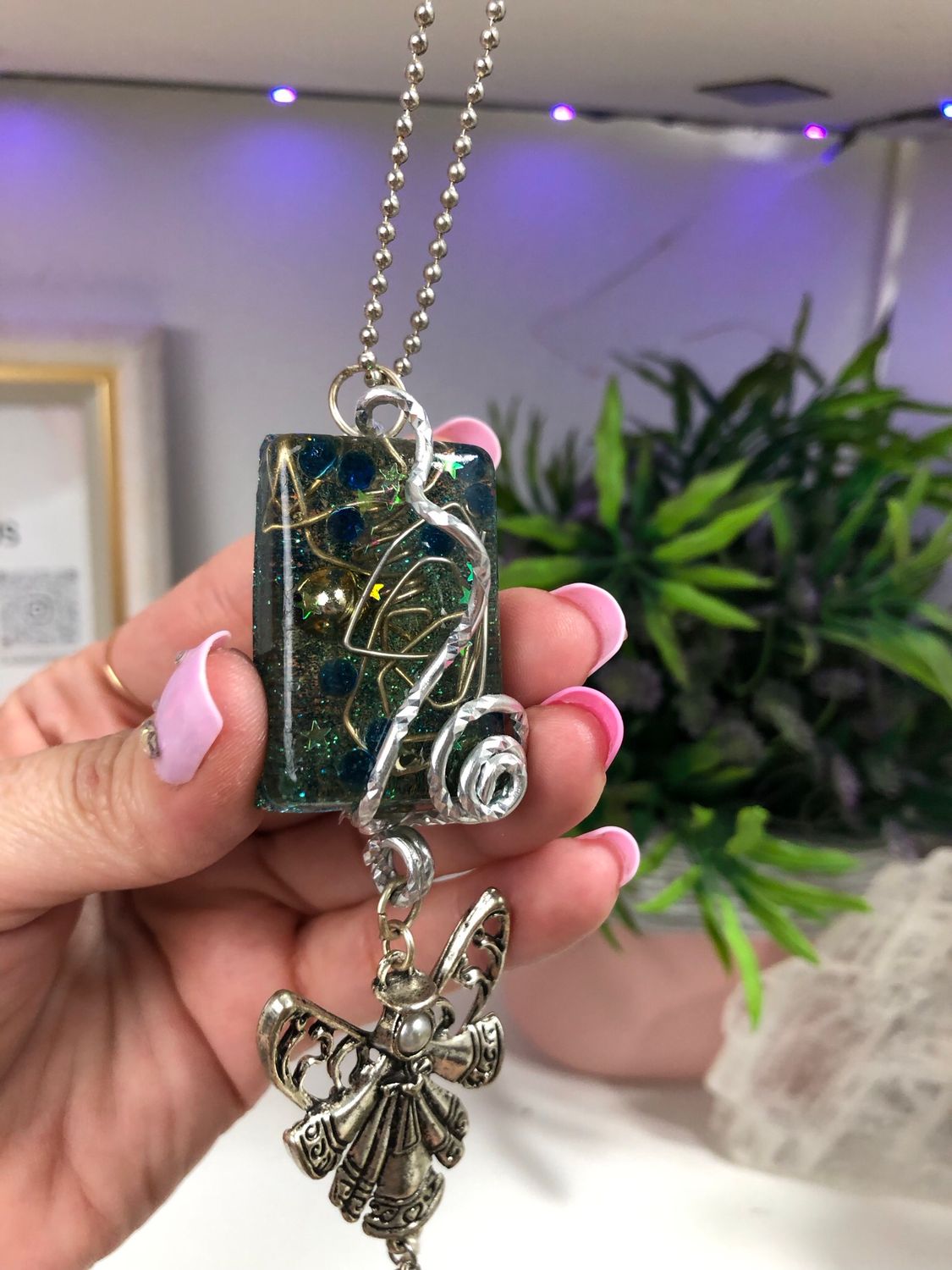 Orgonite Hanging Angel with Faith Charms Orgonite Hanging Angel with Faith Charms