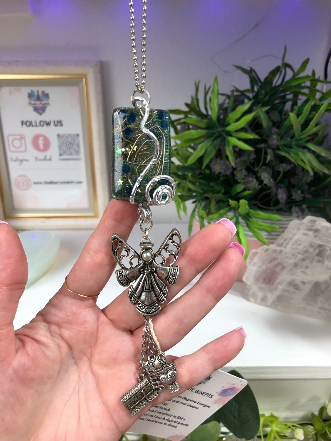 Orgonite Hanging Angel with Faith Charms Orgonite Hanging Angel with Faith Charms