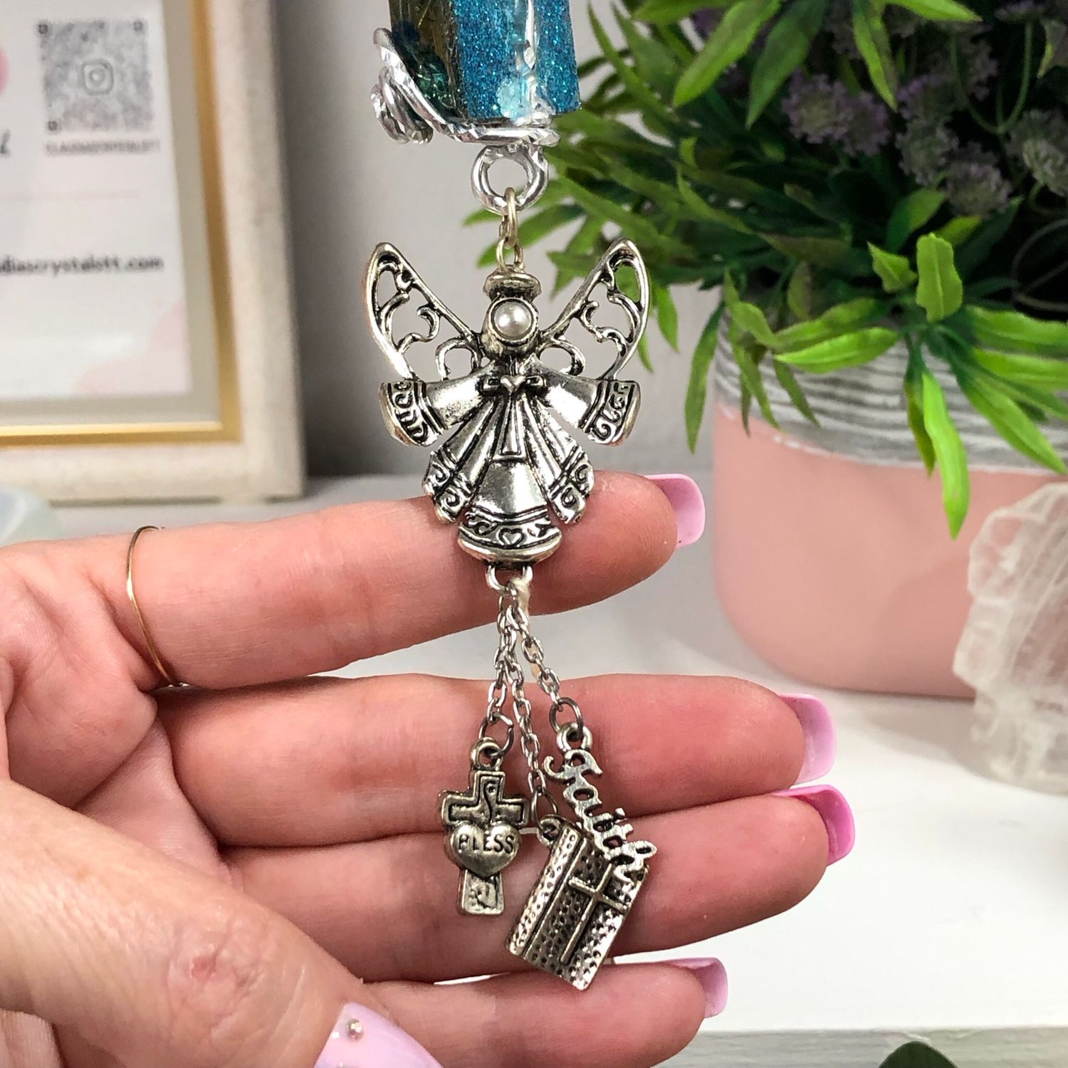 Orgonite Hanging Angel with Faith Charms