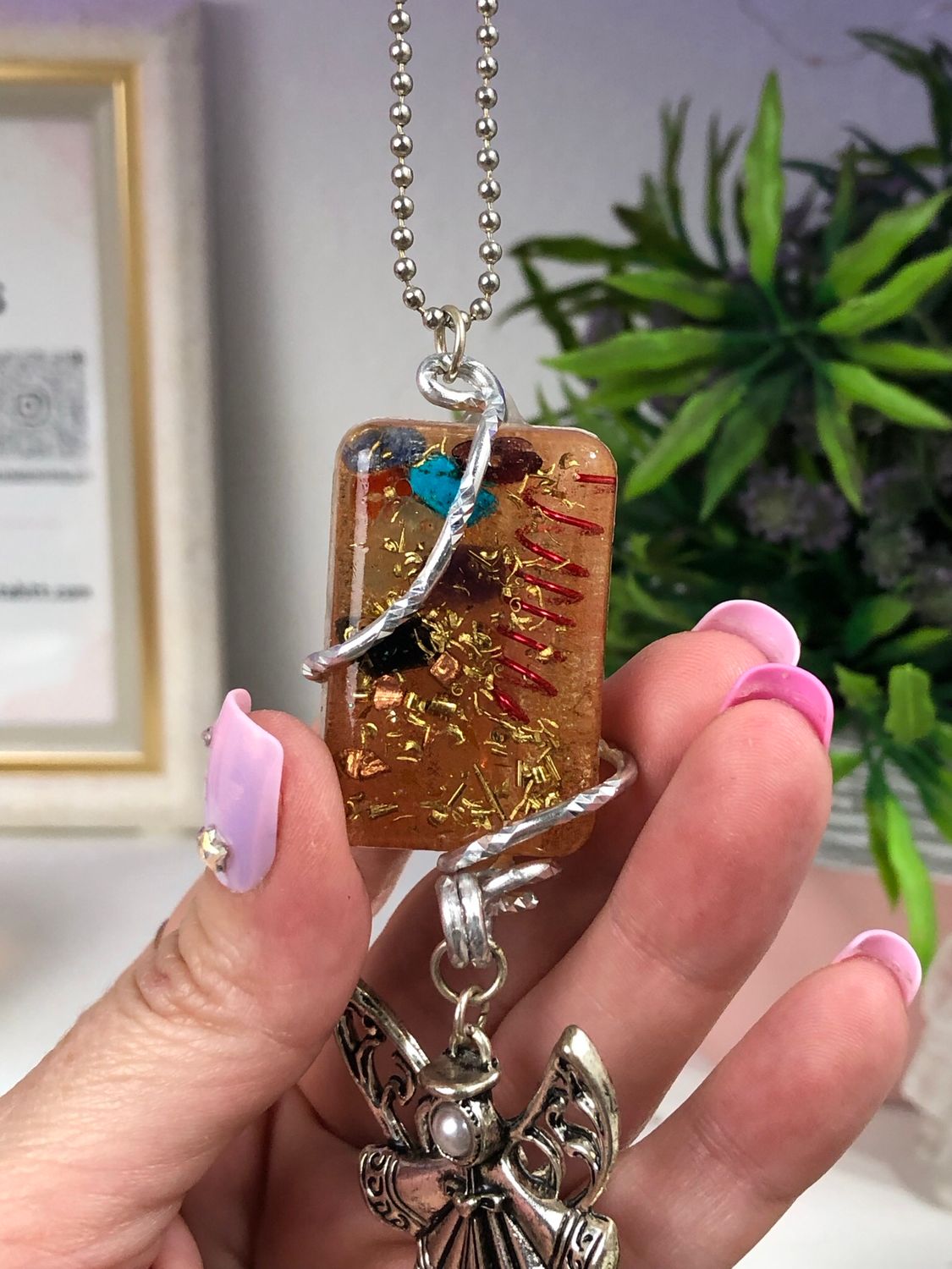 Orgonite Hanging Angel with Love Charms Orgonite Hanging Angel with Love Charms