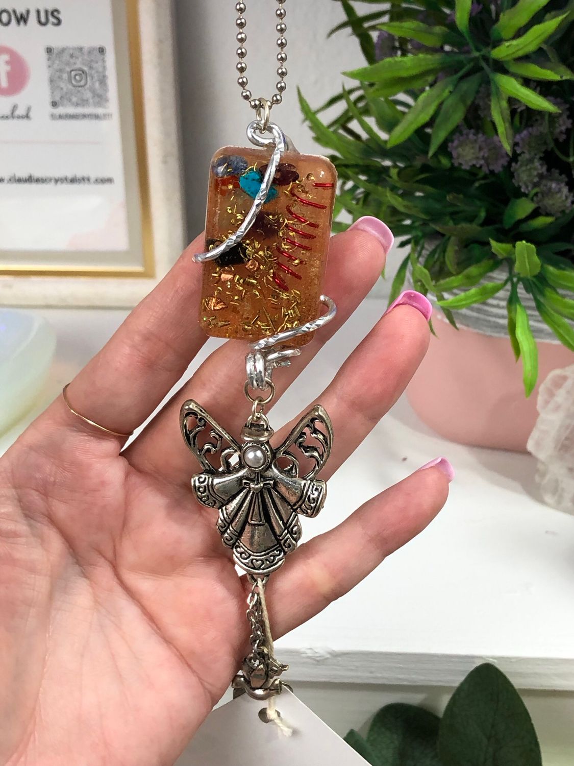 Orgonite Hanging Angel with Love Charms Orgonite Hanging Angel with Love Charms
