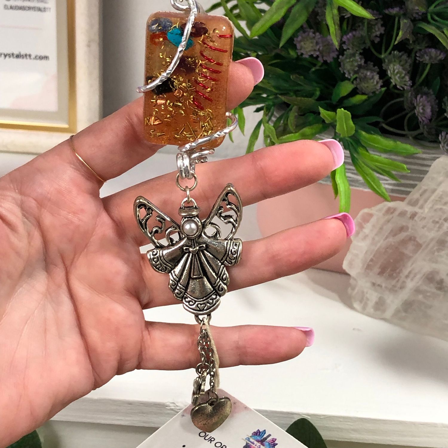 Orgonite Hanging Angel with Love Charms Orgonite Hanging Angel with Love Charms