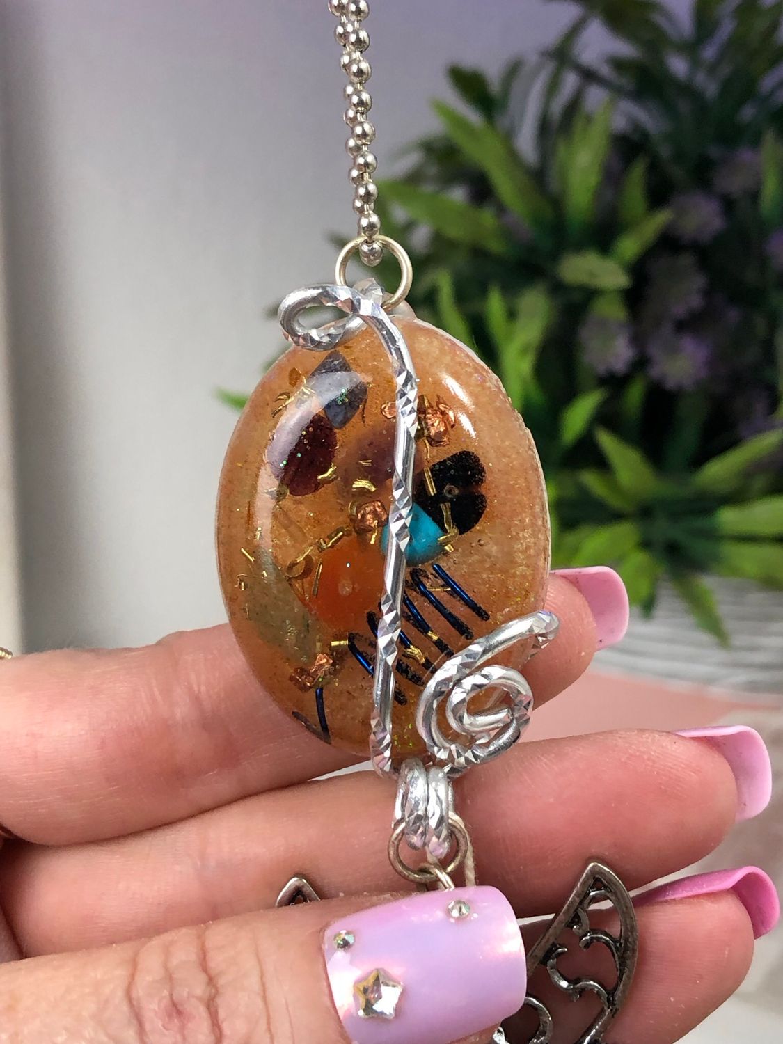 Orgonite Hanging Angel with Faith & Dove Charms Orgonite Hanging Angel with Faith & Dove Charms