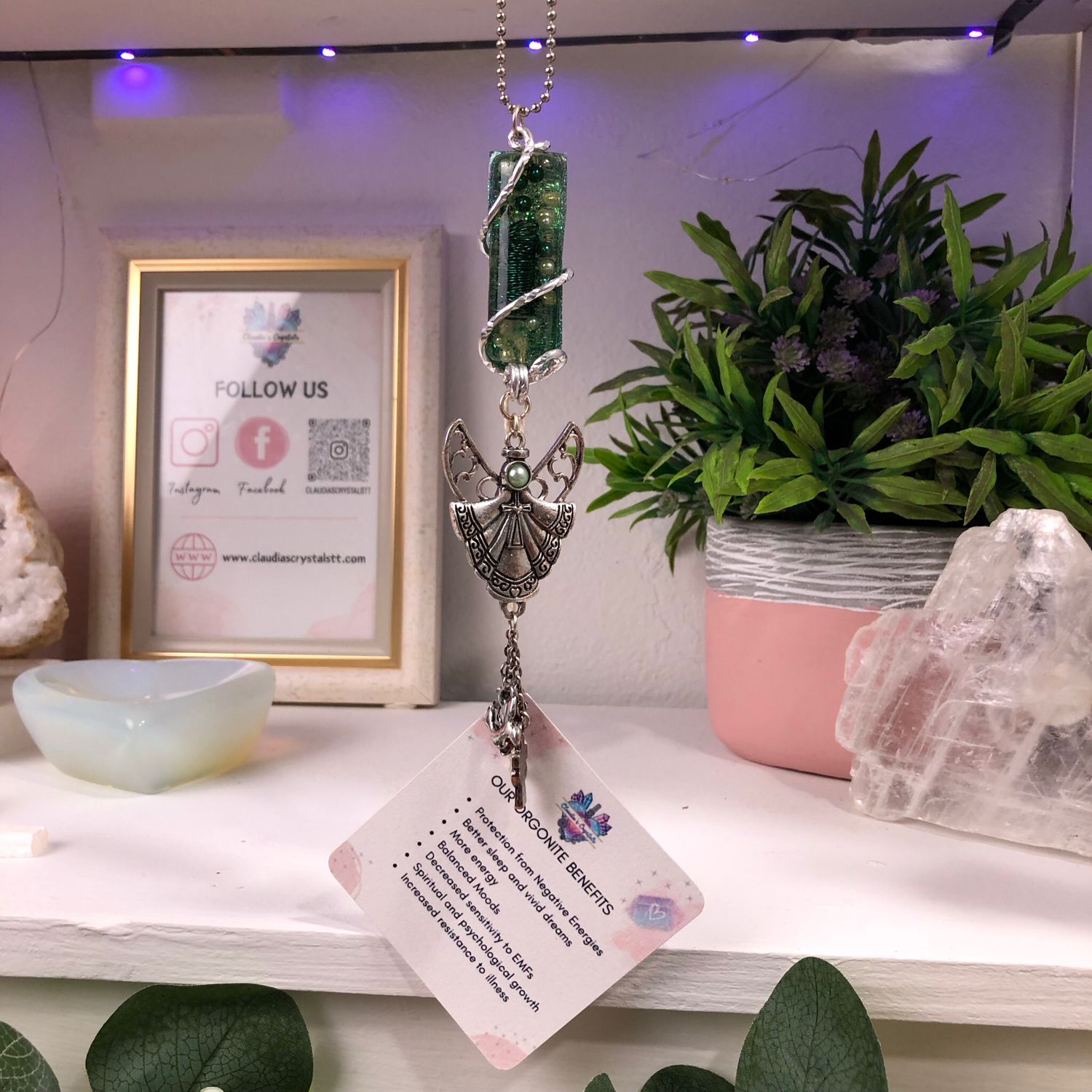 Orgonite Hanging Angel with Faith Charms Orgonite Hanging Angel with Faith Charms