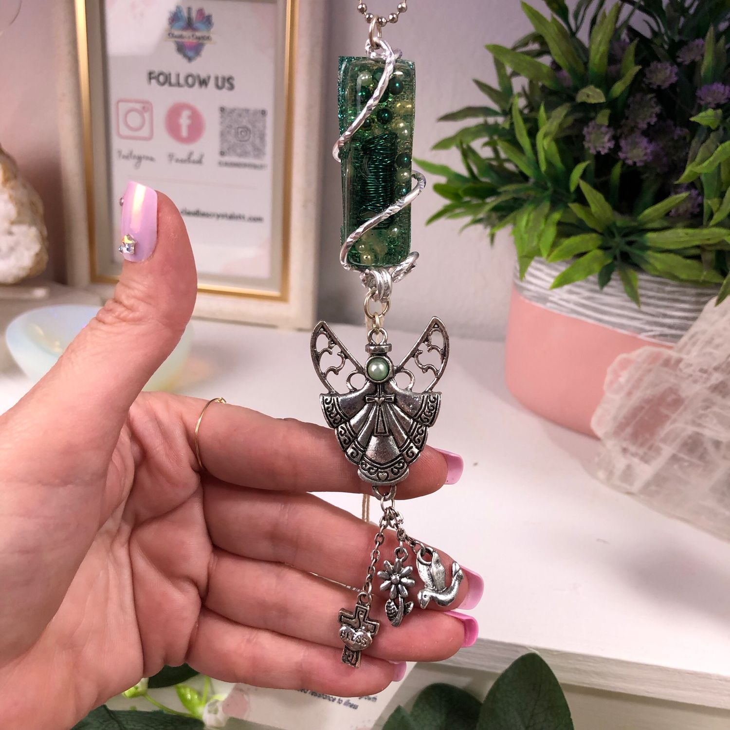 Orgonite Hanging Angel with Faith Charms Orgonite Hanging Angel with Faith Charms