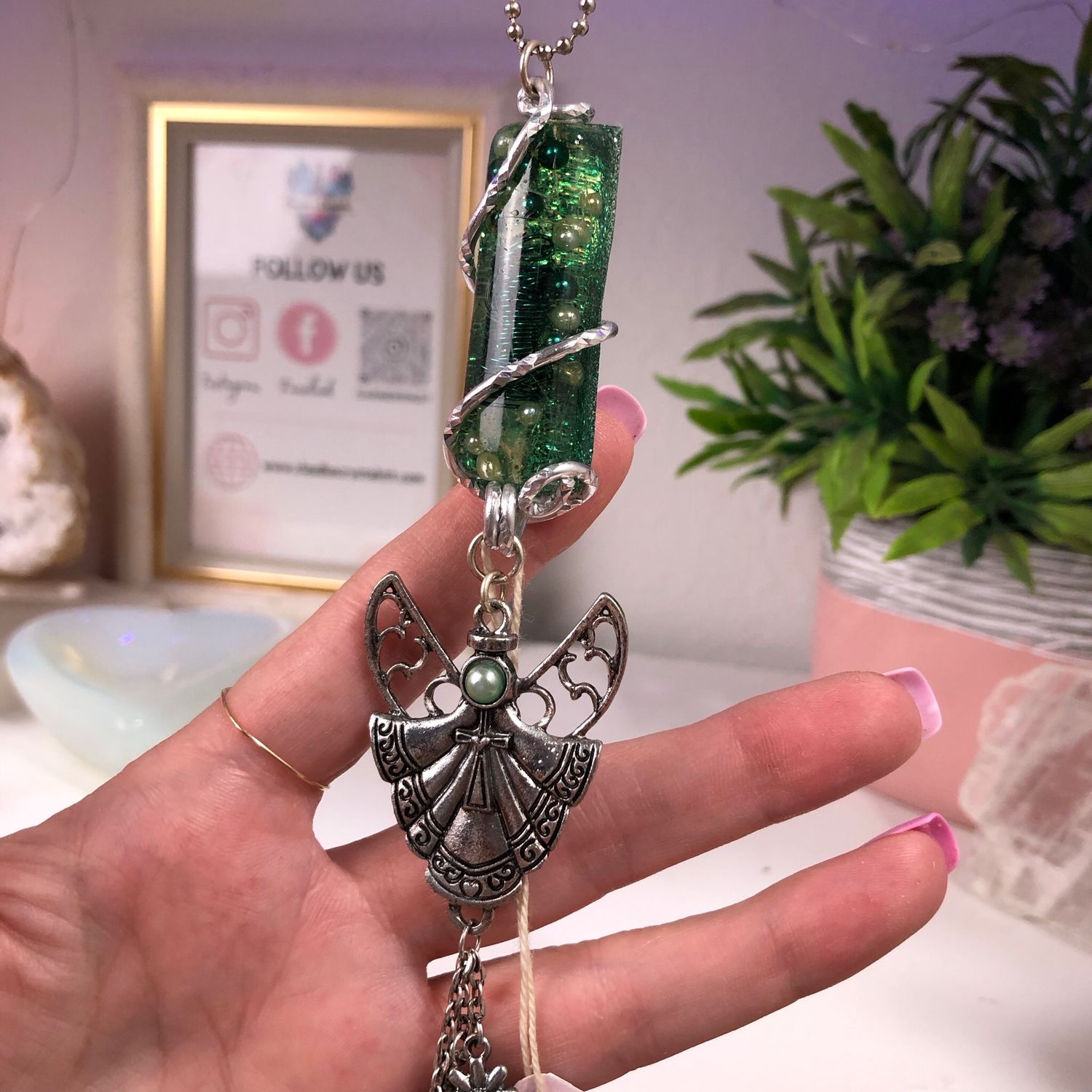 Orgonite Hanging Angel with Faith Charms Orgonite Hanging Angel with Faith Charms