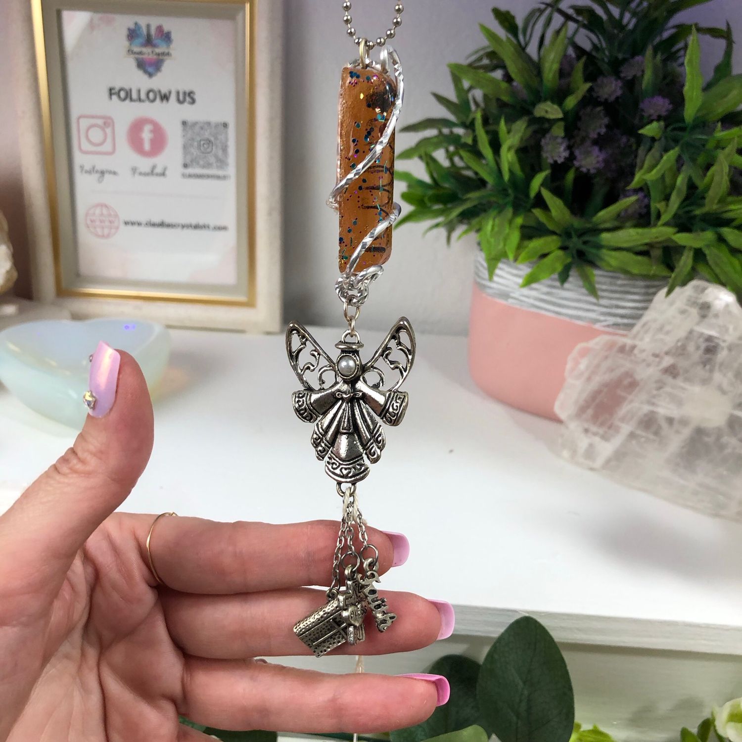 Orgonite Hanging Angel with Faith Charms Orgonite Hanging Angel with Faith Charms