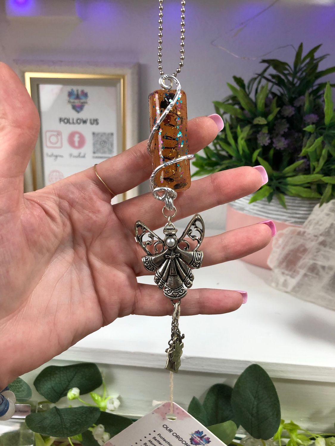 Orgonite Hanging Angel with Faith Charms Orgonite Hanging Angel with Faith Charms
