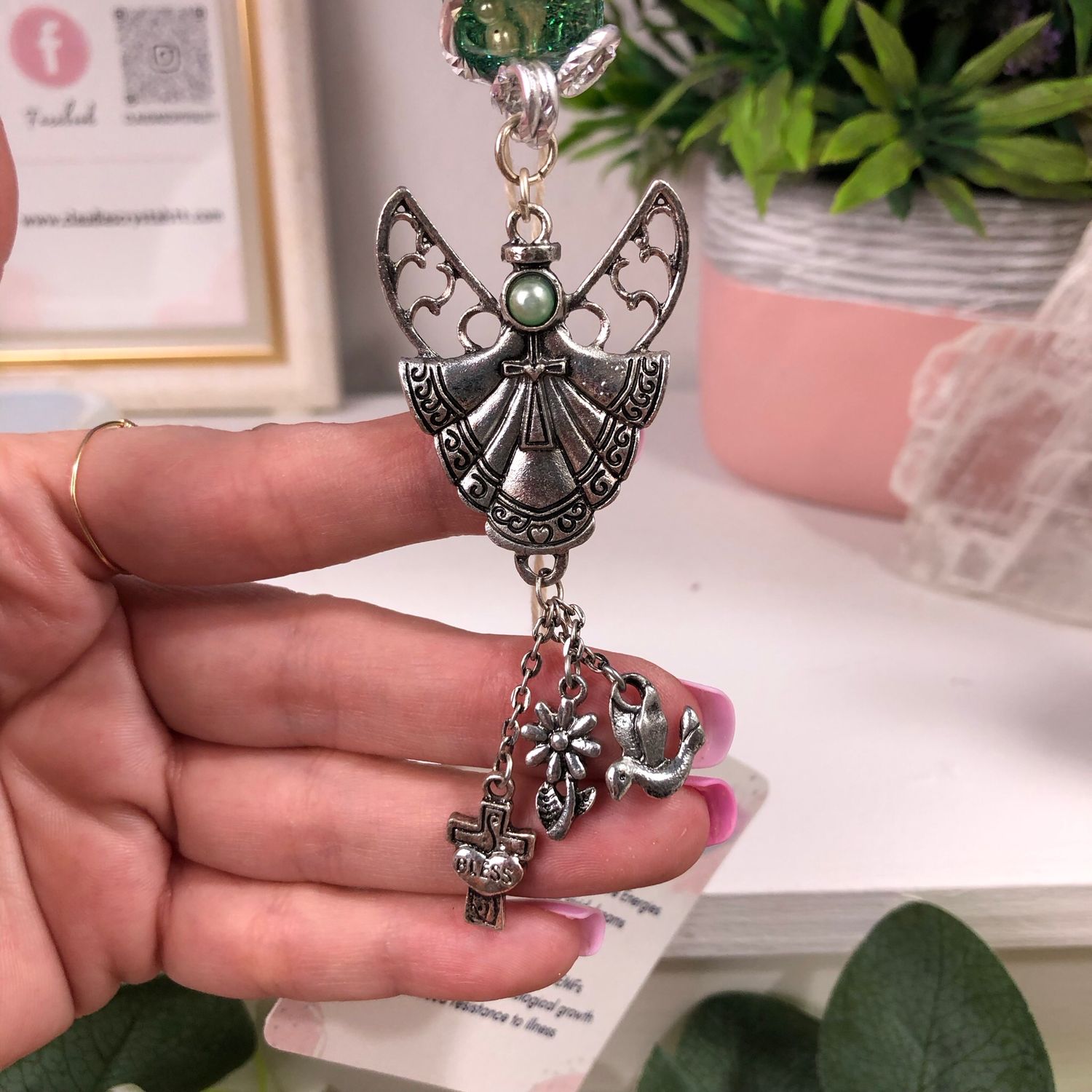 Orgonite Hanging Angel with Faith Charms Orgonite Hanging Angel with Faith Charms